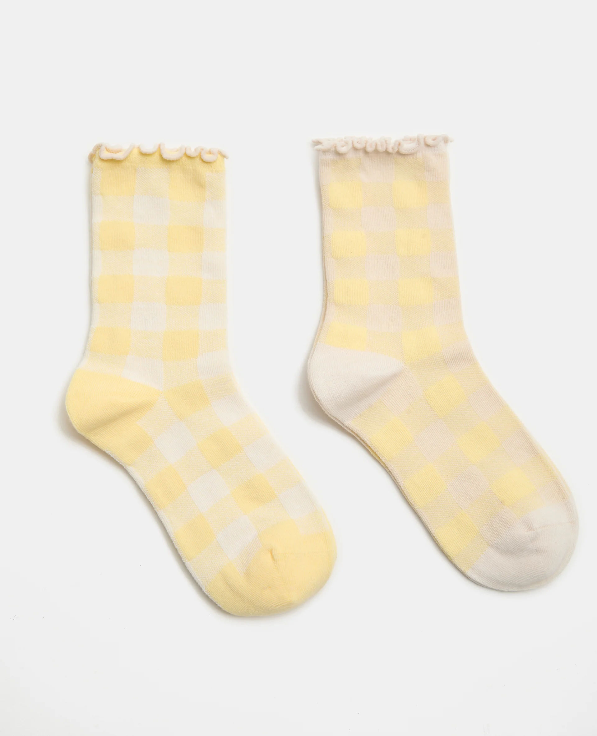 Lot de 2 paires de chaussettes à carreaux bords ondulés