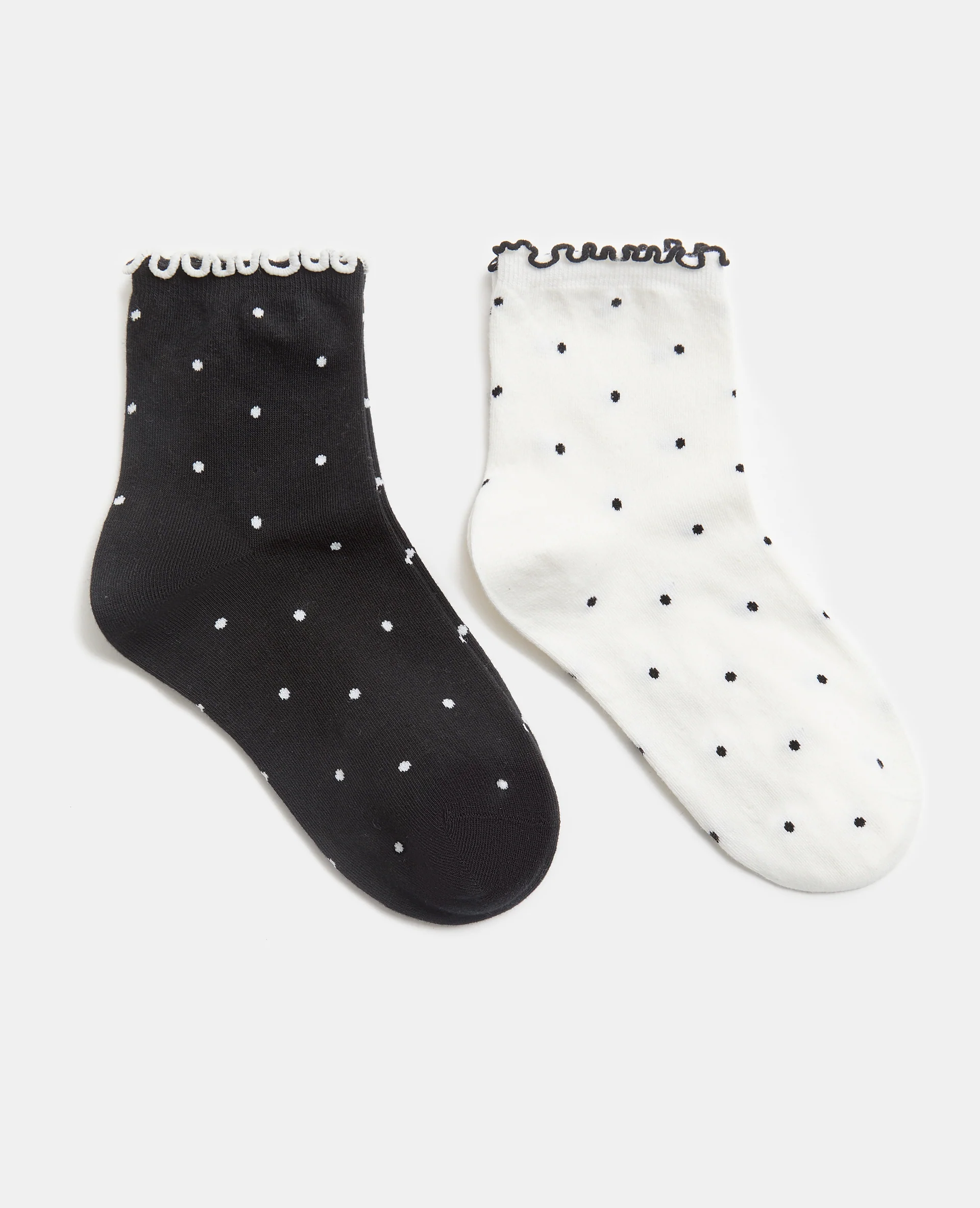 Lot de 2 paires de chaussettes Ă pois avec froufous