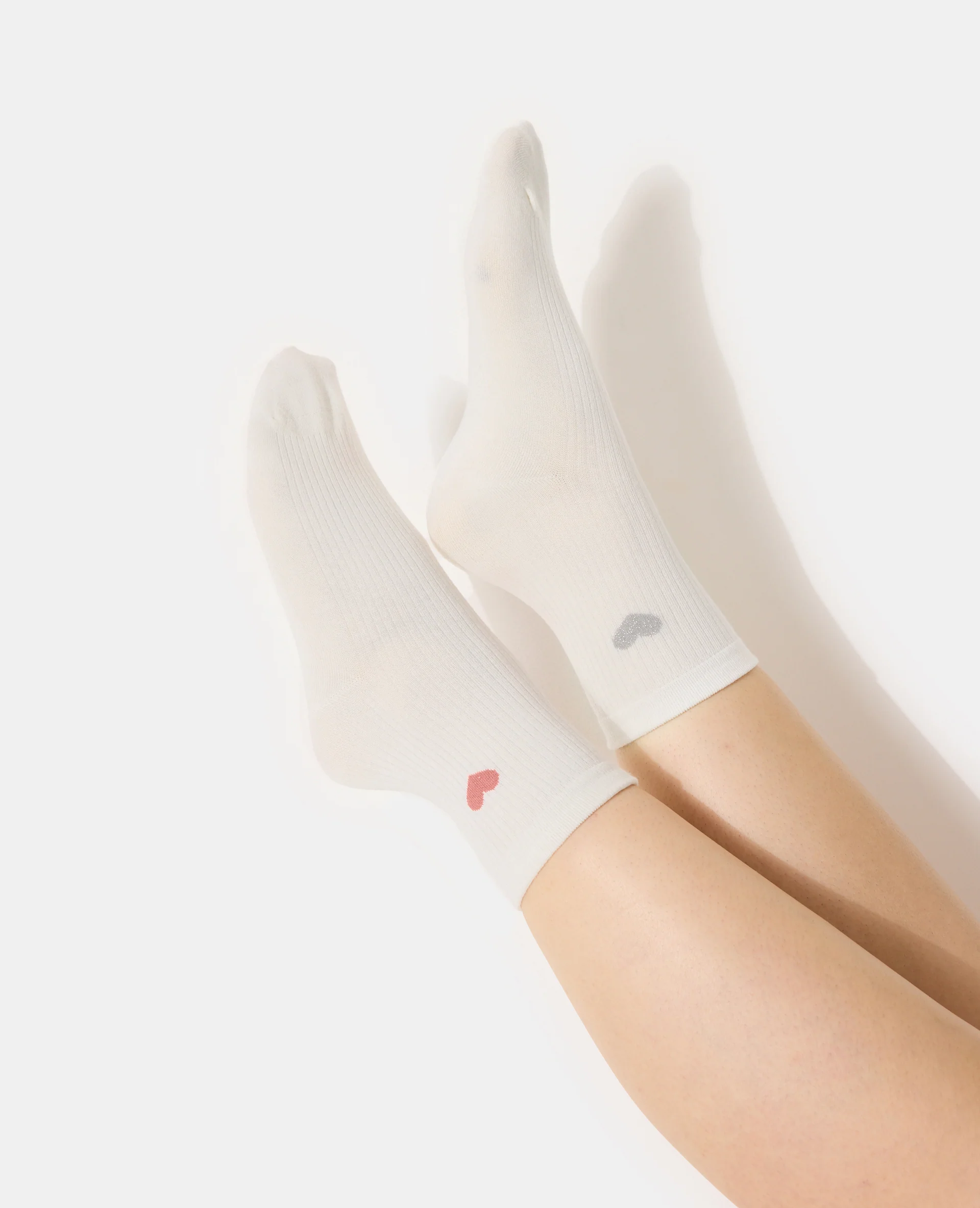 Lot de 2 paires de chaussettes avec cœur - Image 2