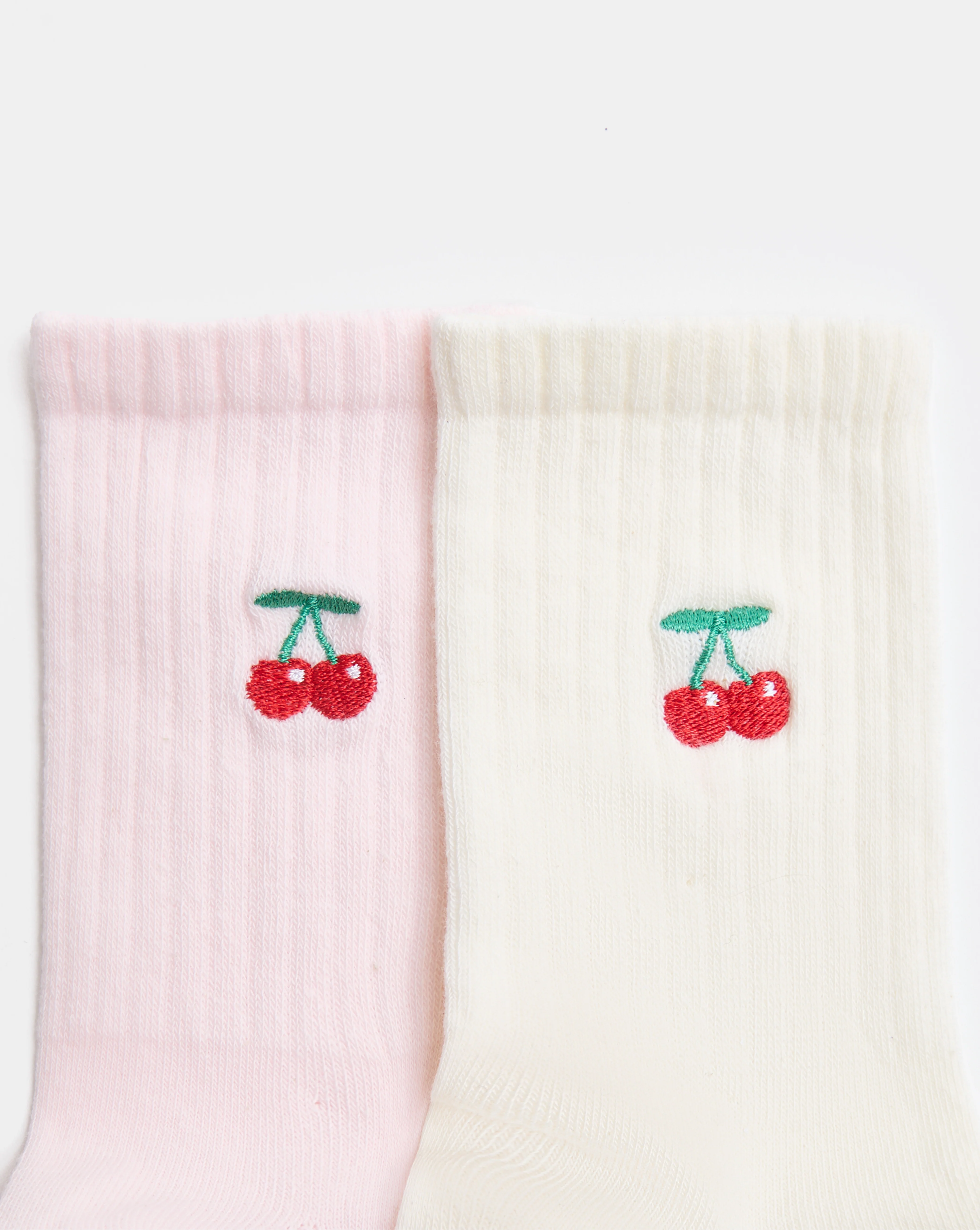 Lot de 2 paires de chaussettes avec cerises brodées - Image 2