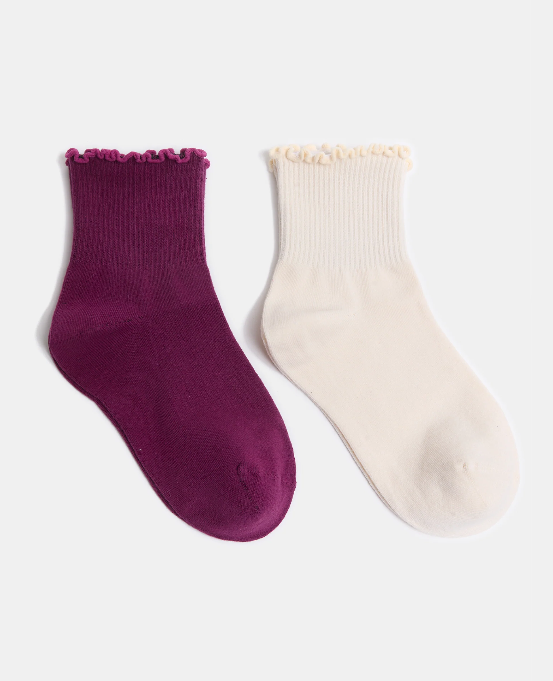 Lot de 2 paires de chaussettes avec finitions ondulées