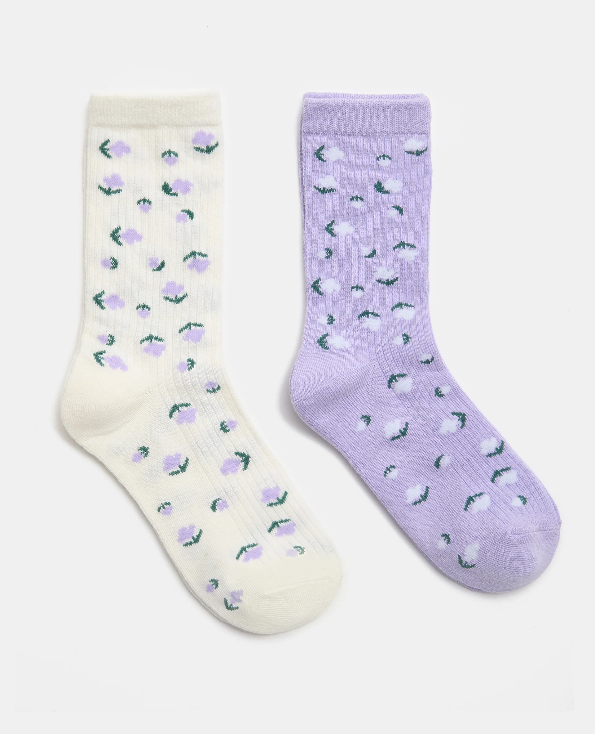 Lot de 2 paires de chaussettes avec fleurs
