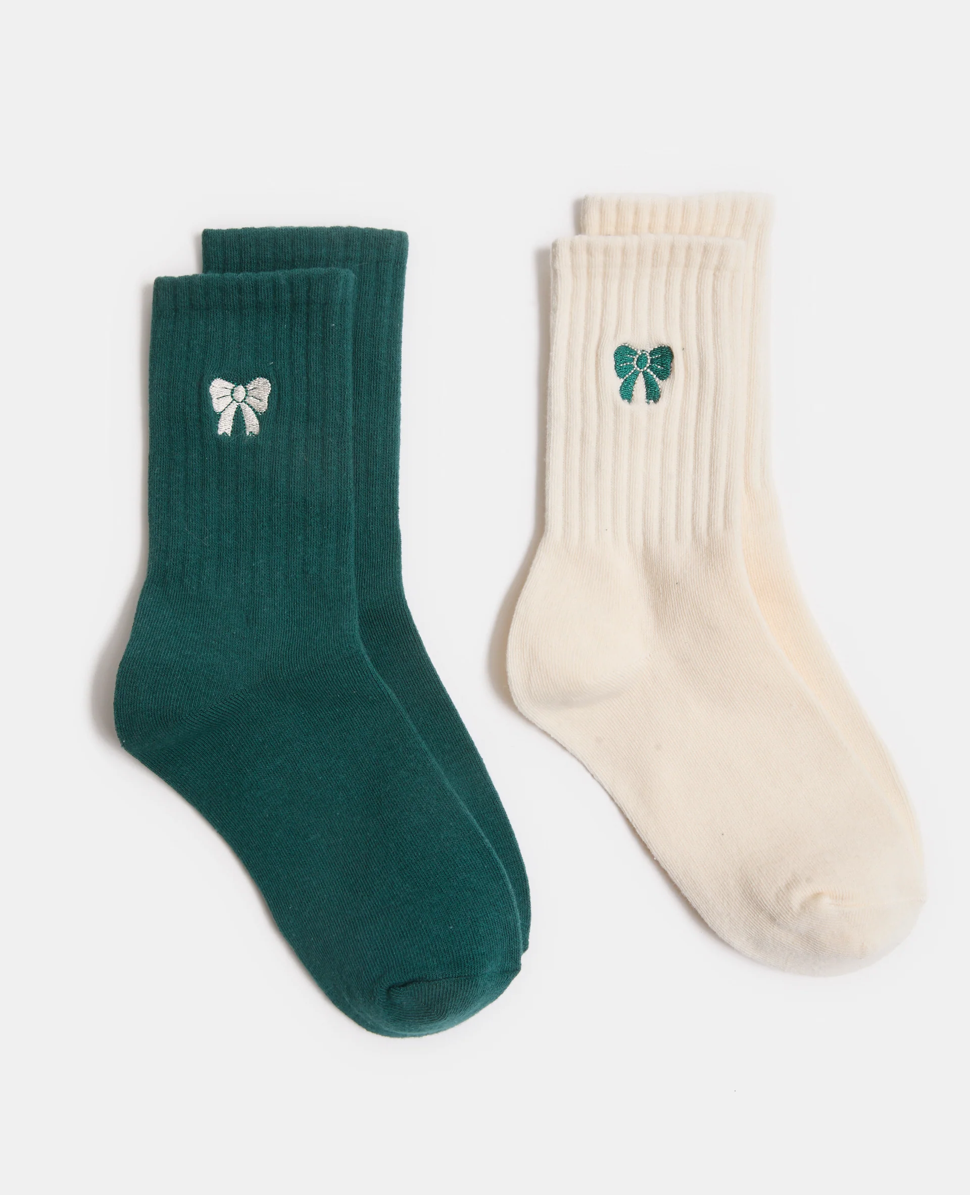 Lot de 2 paires de chaussettes avec nœuds brodés