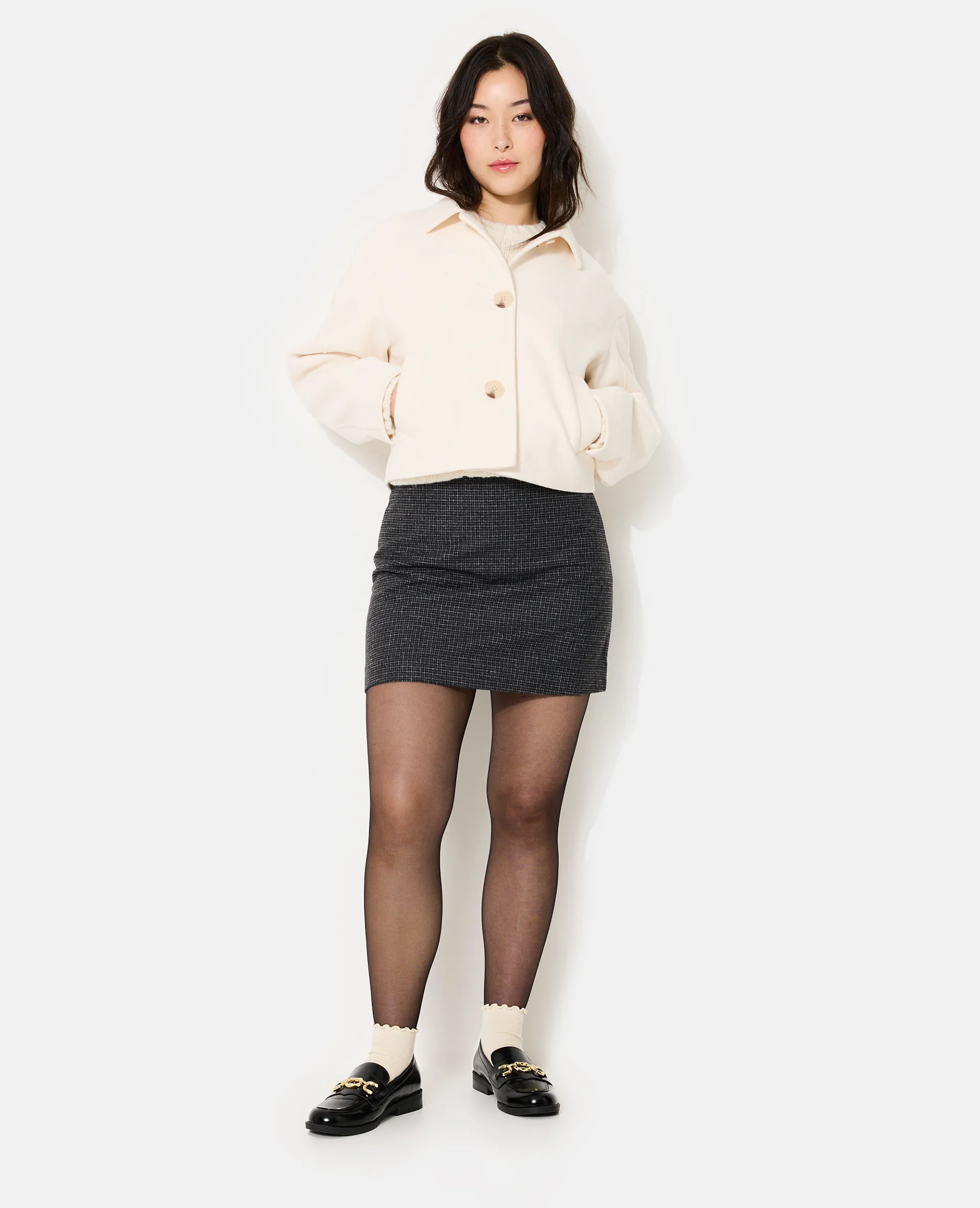Manteau court effet drap de laine - Image 3