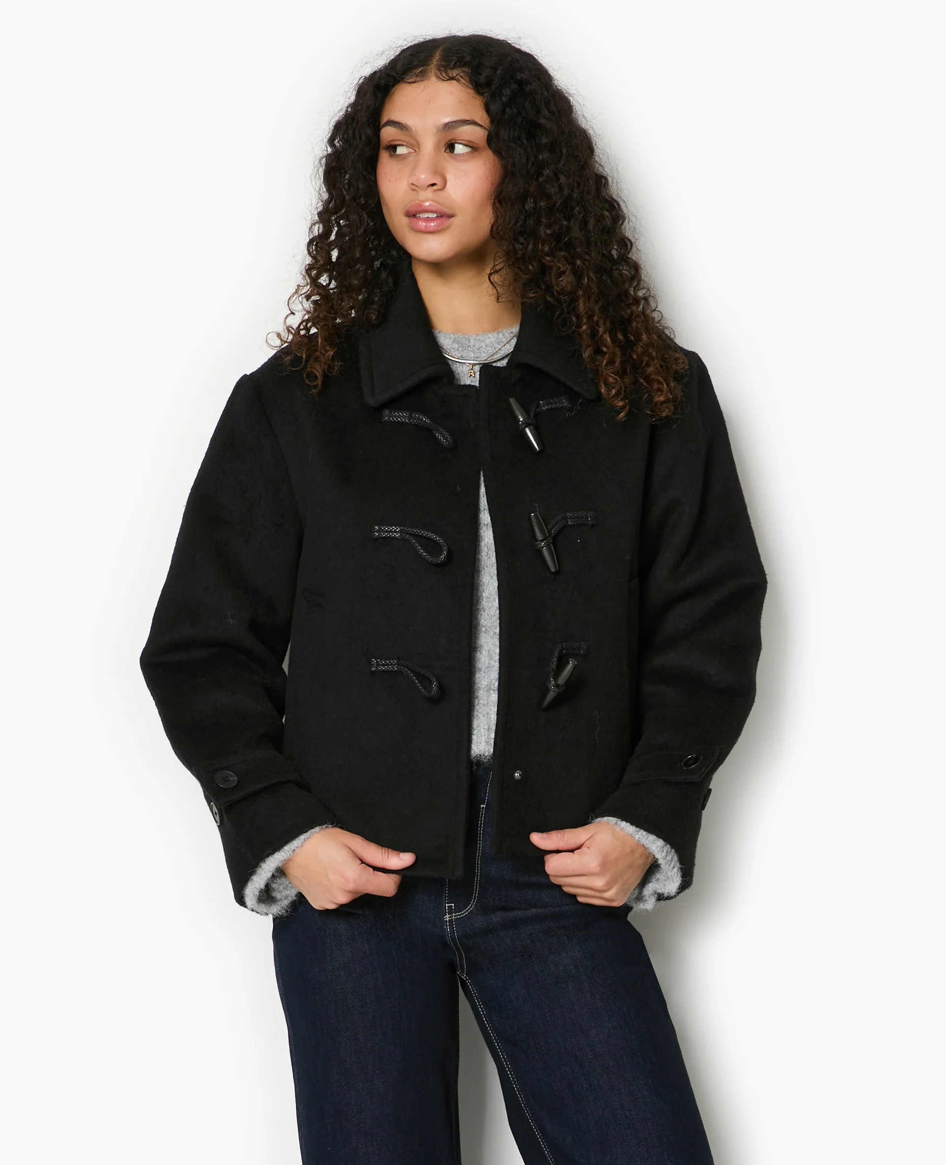 Manteau court et droit avec boutons duffle coat - Image 5