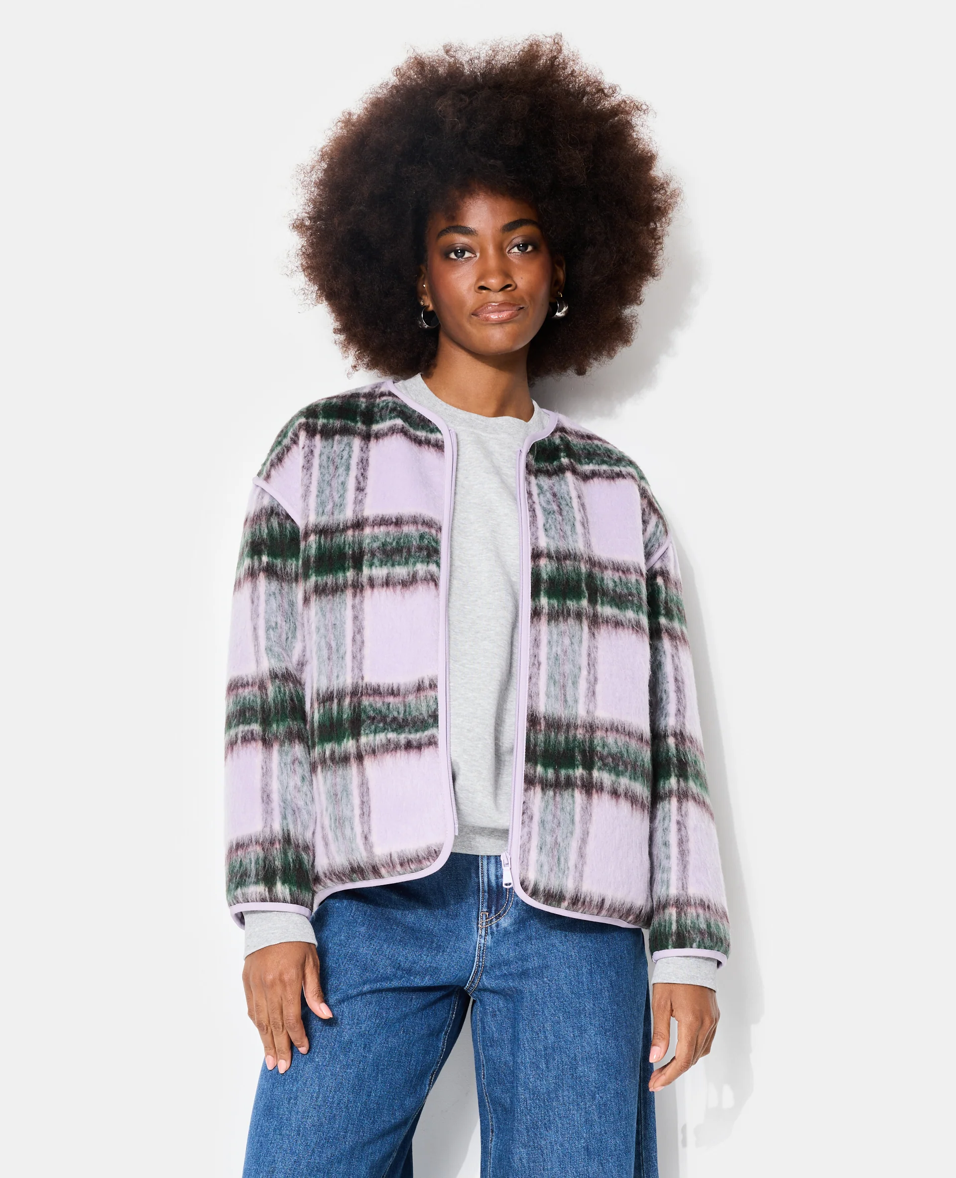 Manteau court matelassé motif carreaux - Image 5