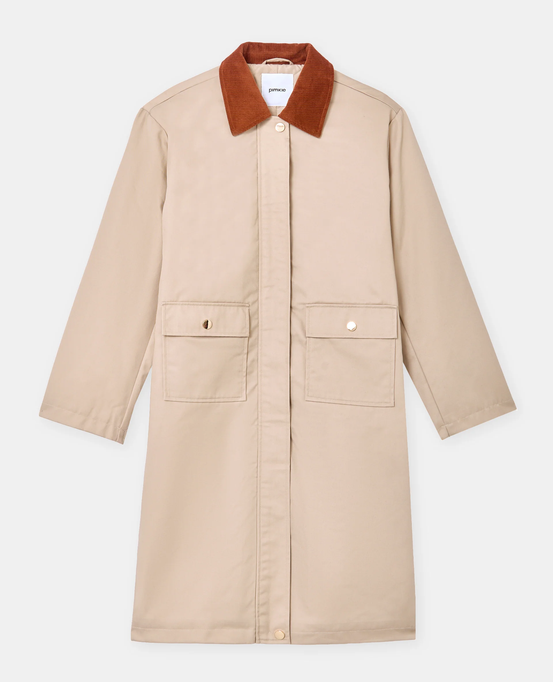 Manteau long en toile avec col velours - Image 4
