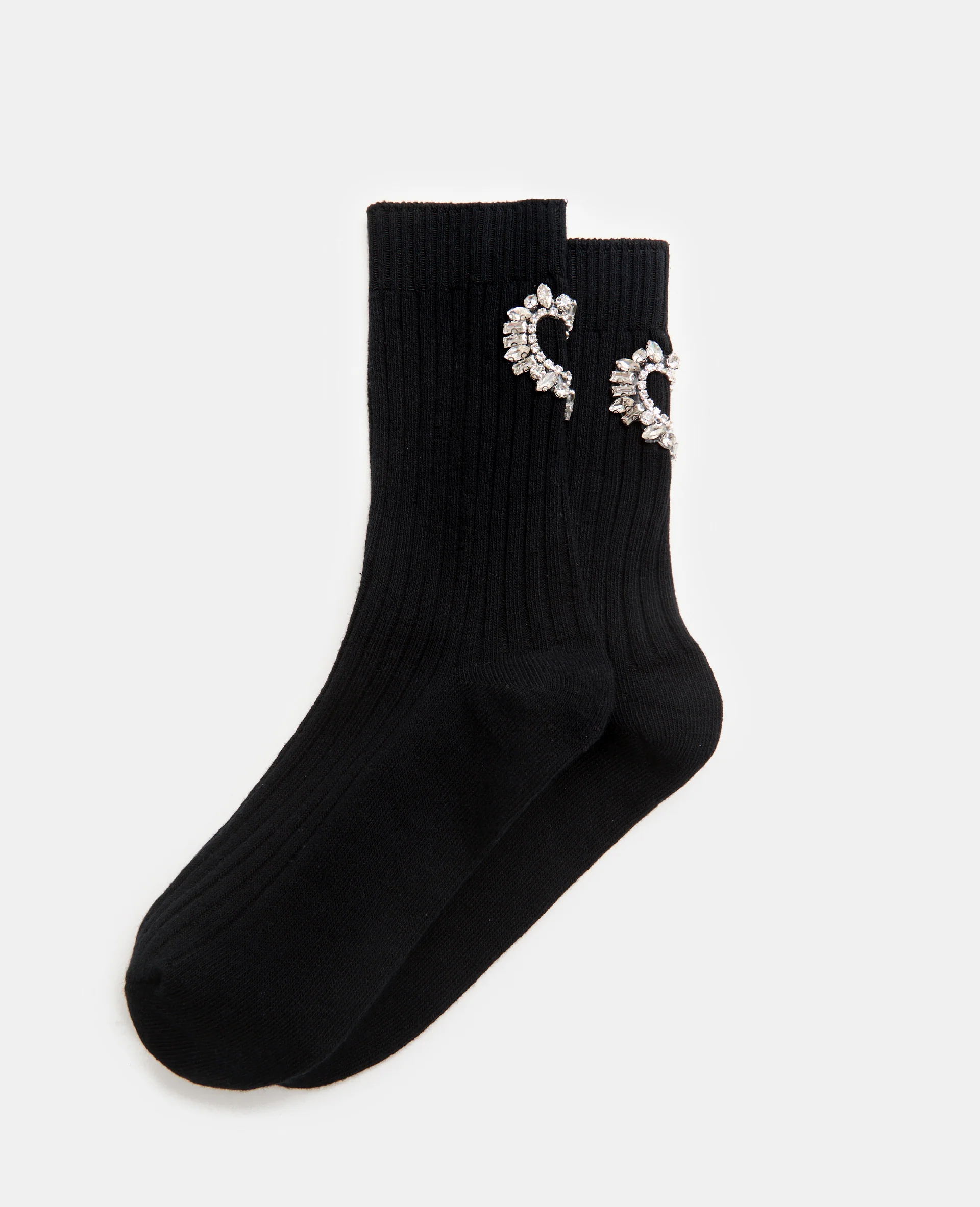 Paire de chaussettes avec cœur en strass