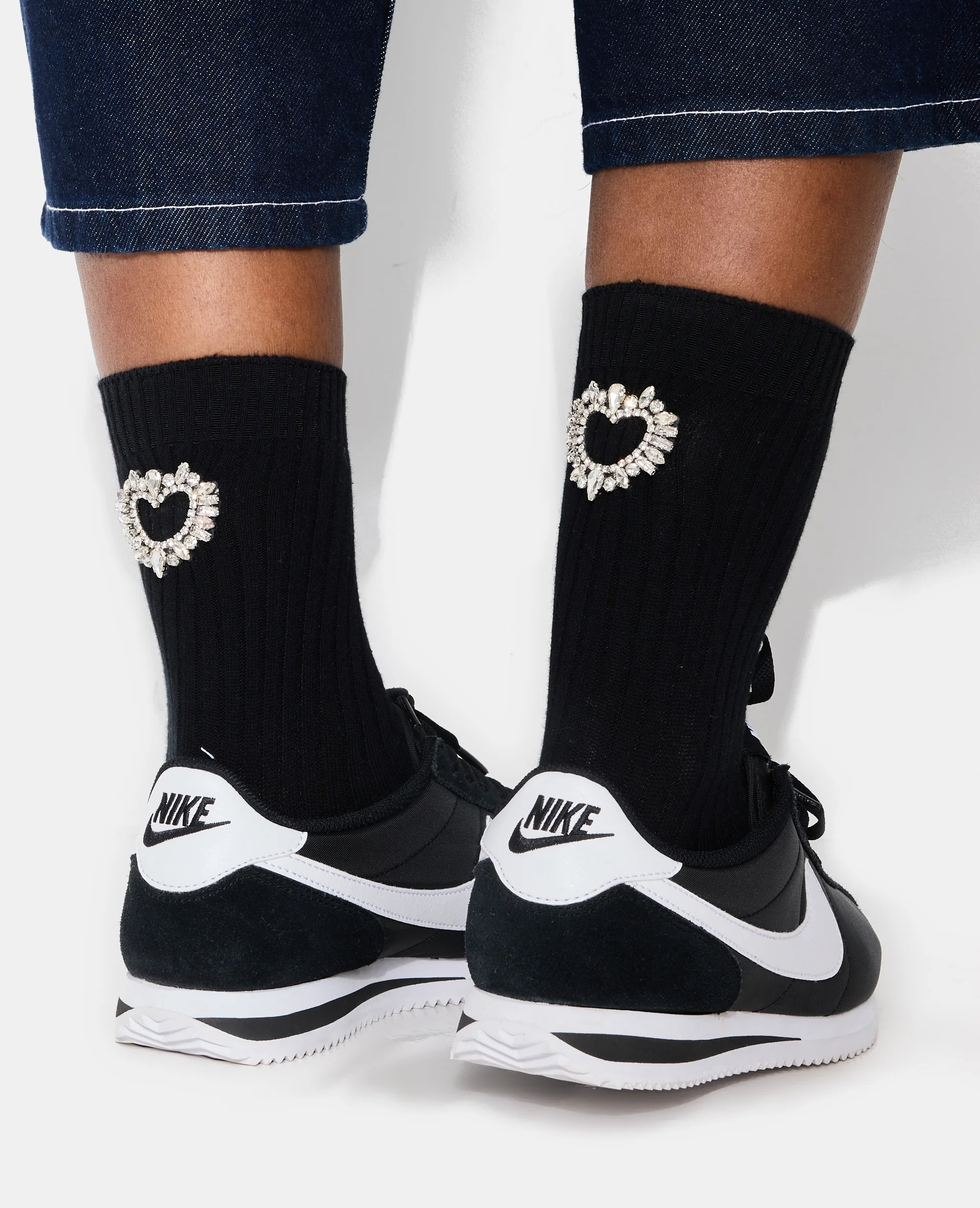 Paire de chaussettes avec cœur en strass - Image 2