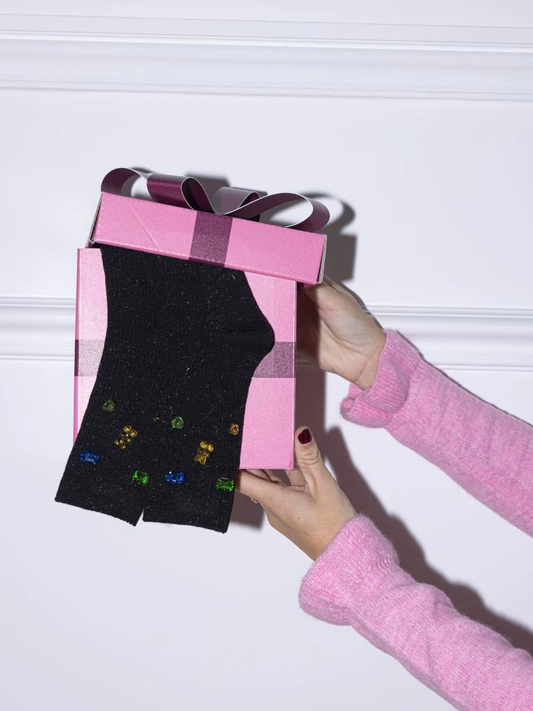 Paire de chaussettes avec strass et nounours colorés