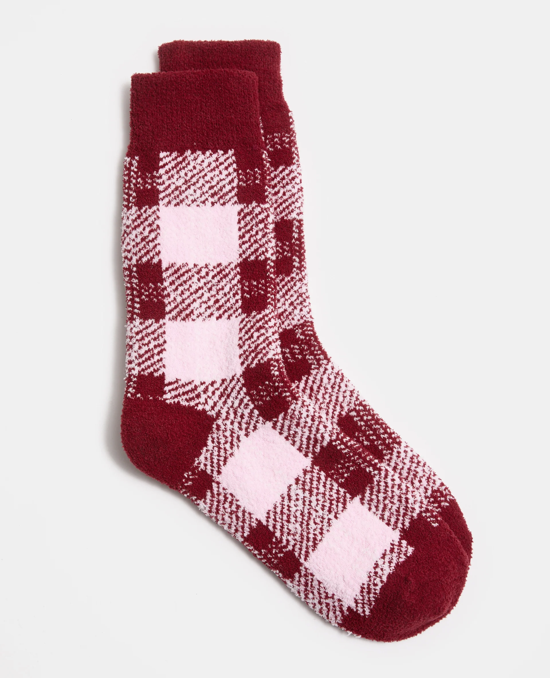 Paire de chaussettes fluffy Ă carreaux - Image 2