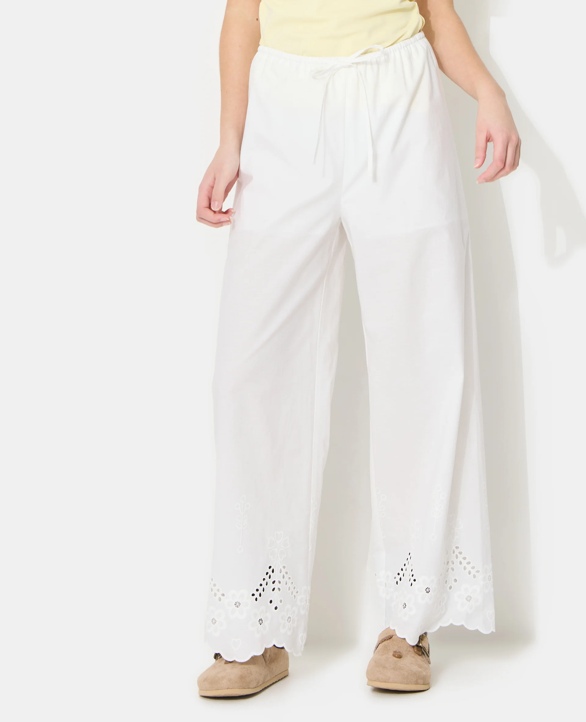 Pantalon droit avec broderie anglaise ajourée - Image 5