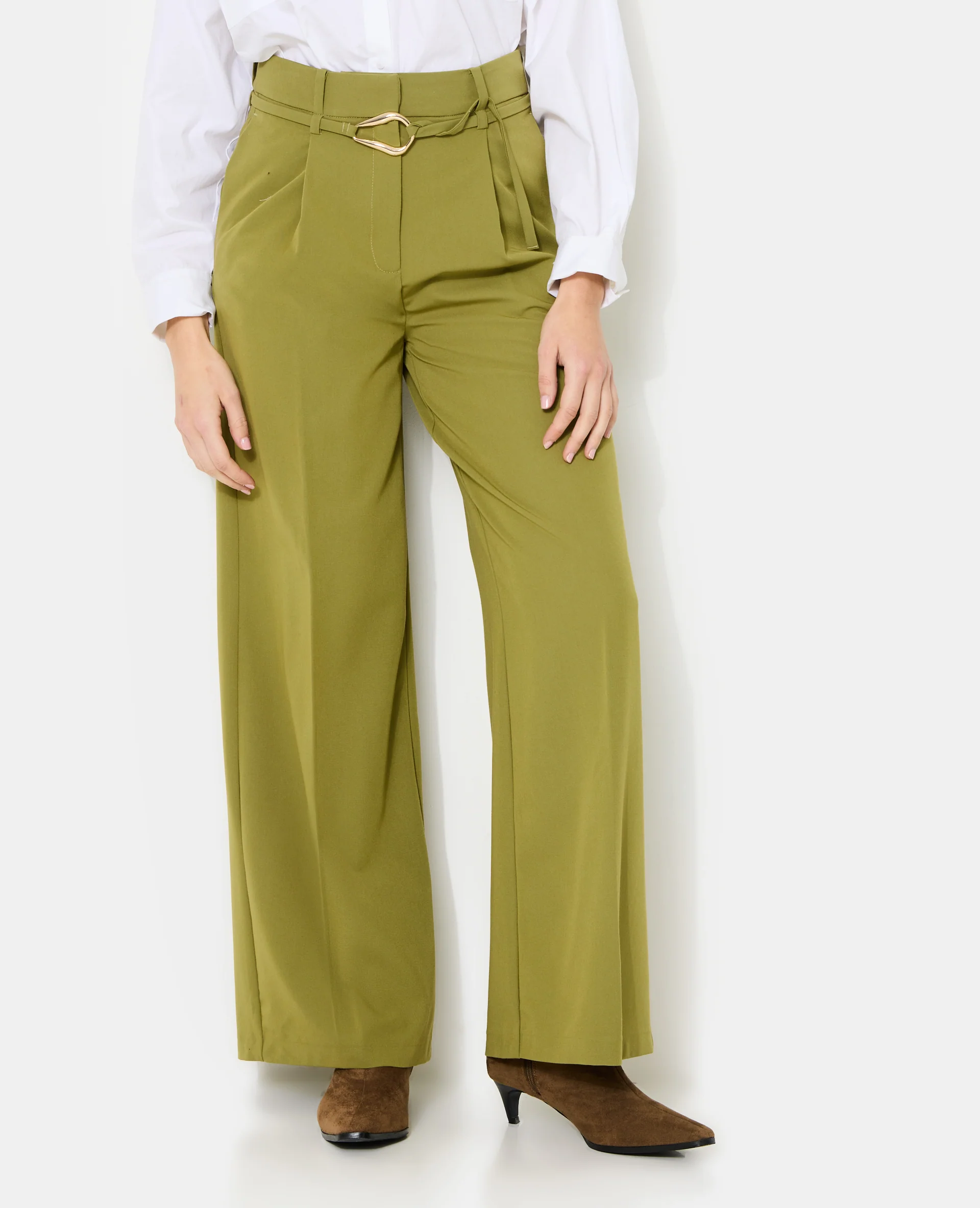Pantalon droit avec ceinture et boucle fantaisie - Image 5