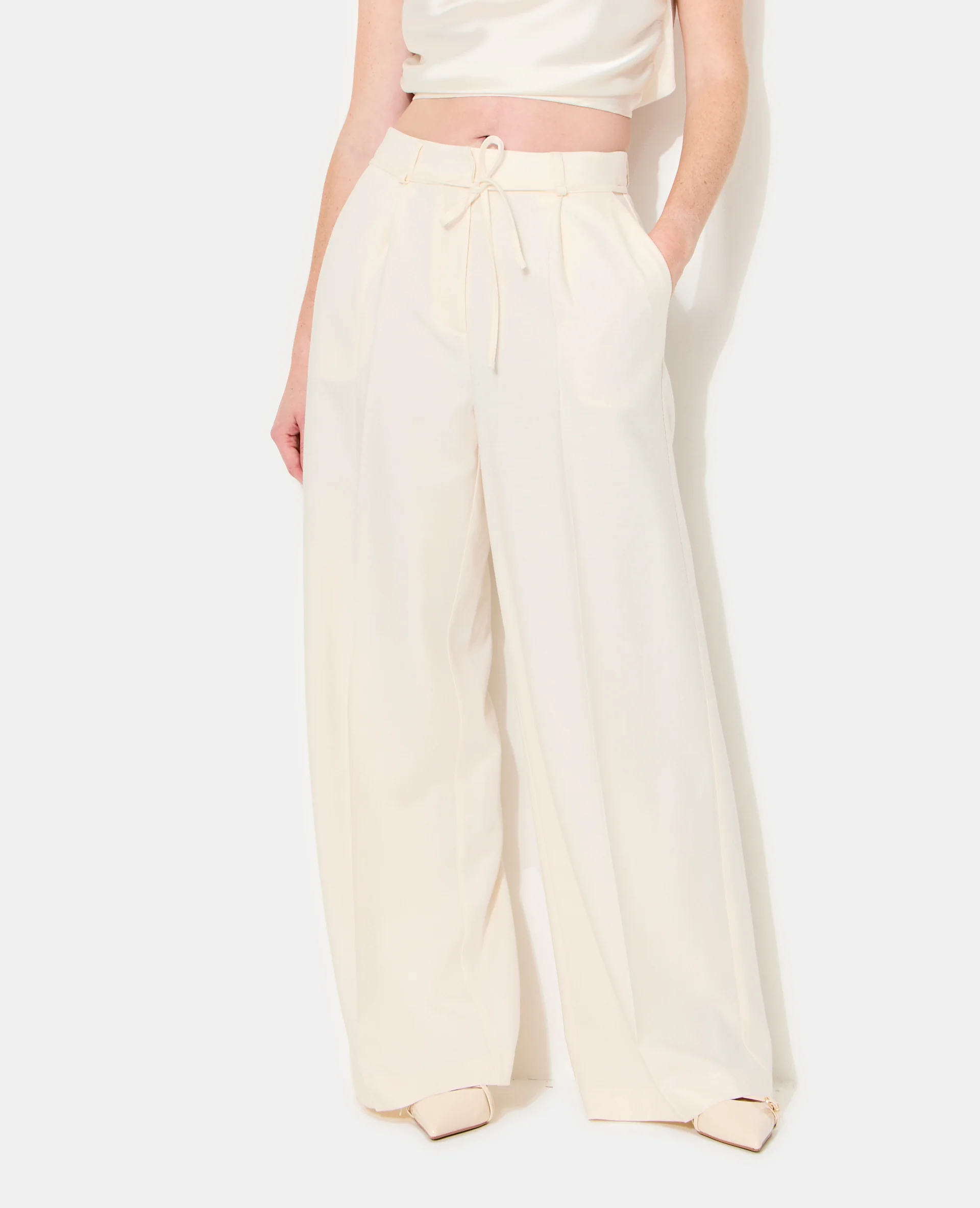 Pantalon droit en tissu effet lin - Image 5