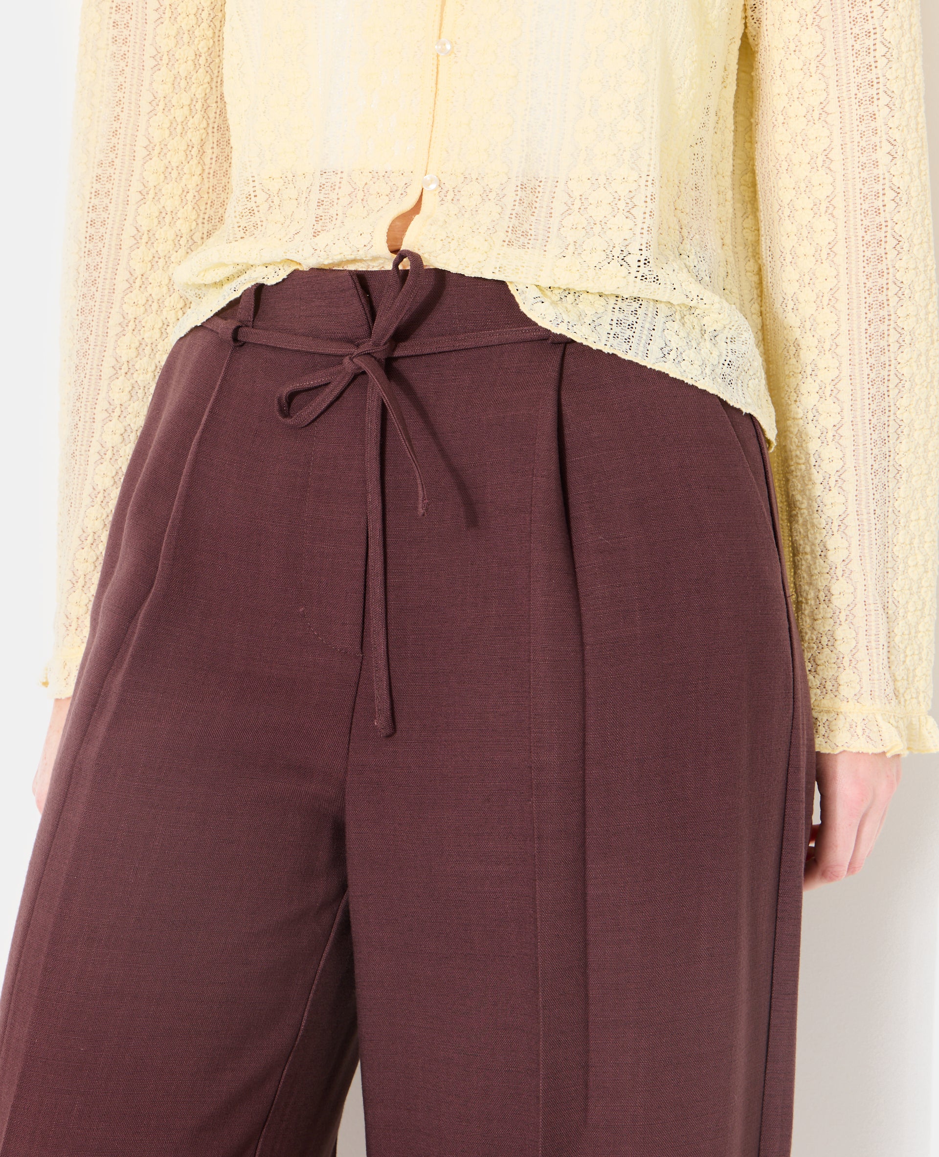 Pantalon droit en tissu effet lin - Image 3