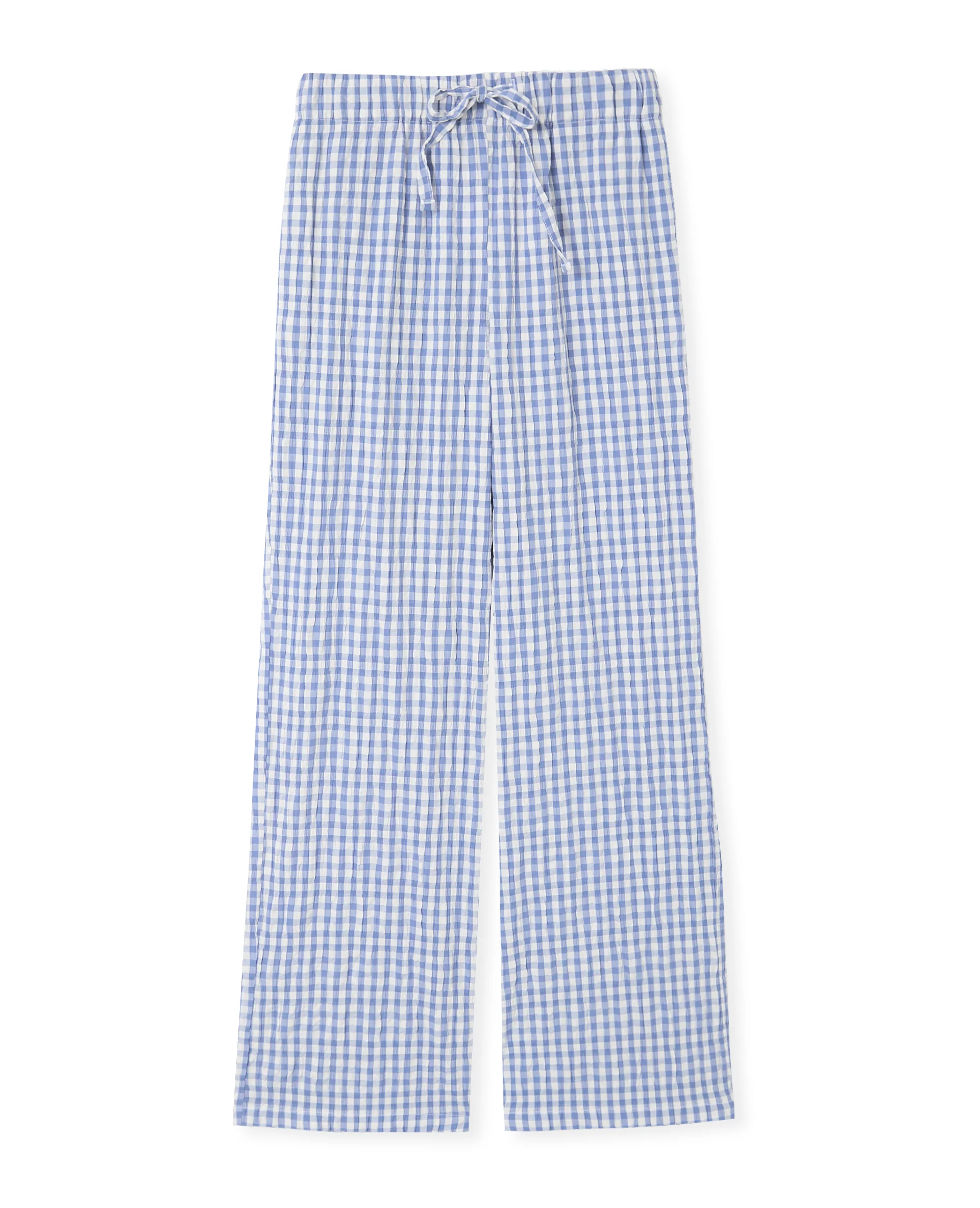 Pantalon droit en tissu gaufré motif vichy - Image 4