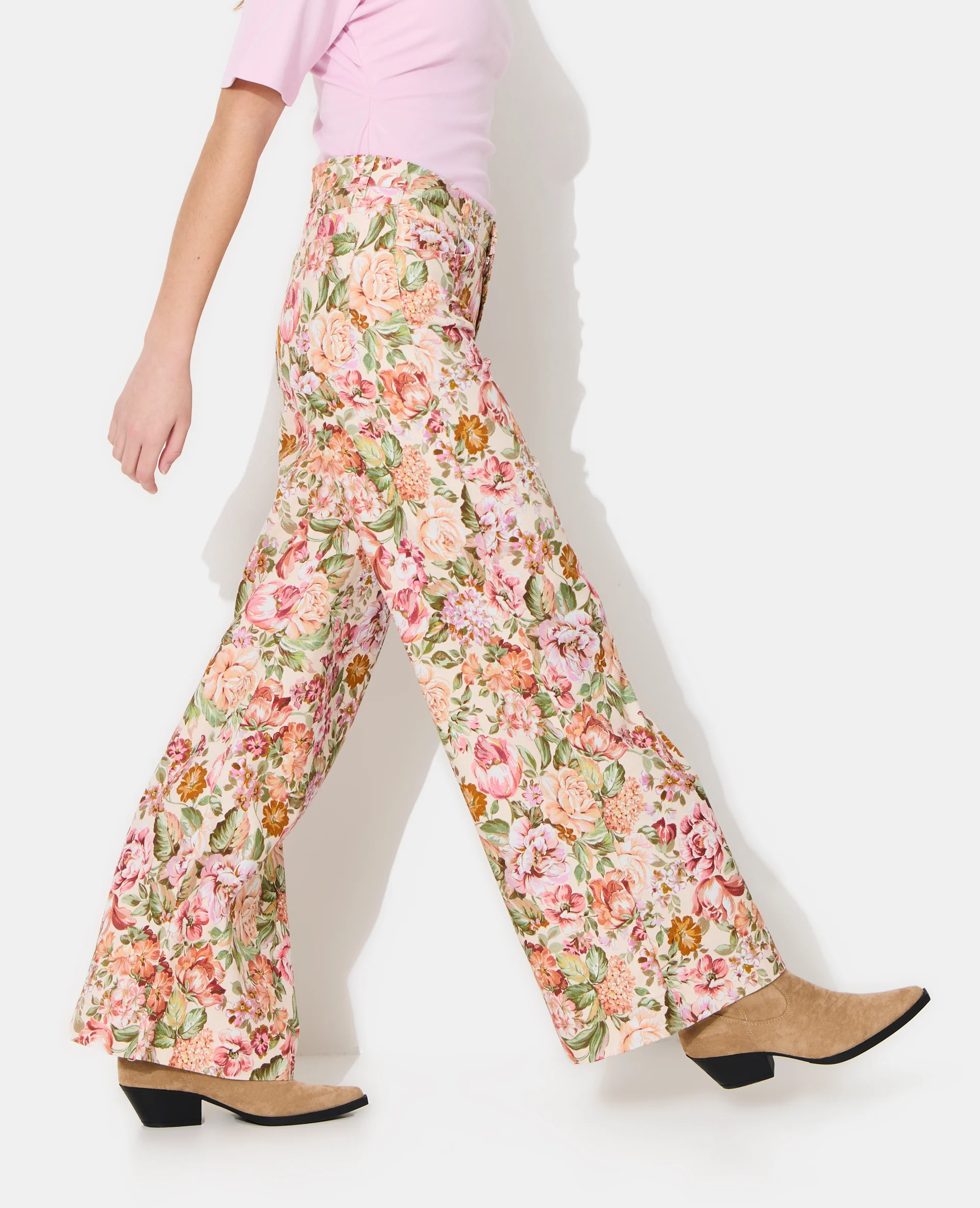 Pantalon droit motif fleurs façon tapisserie - Image 2
