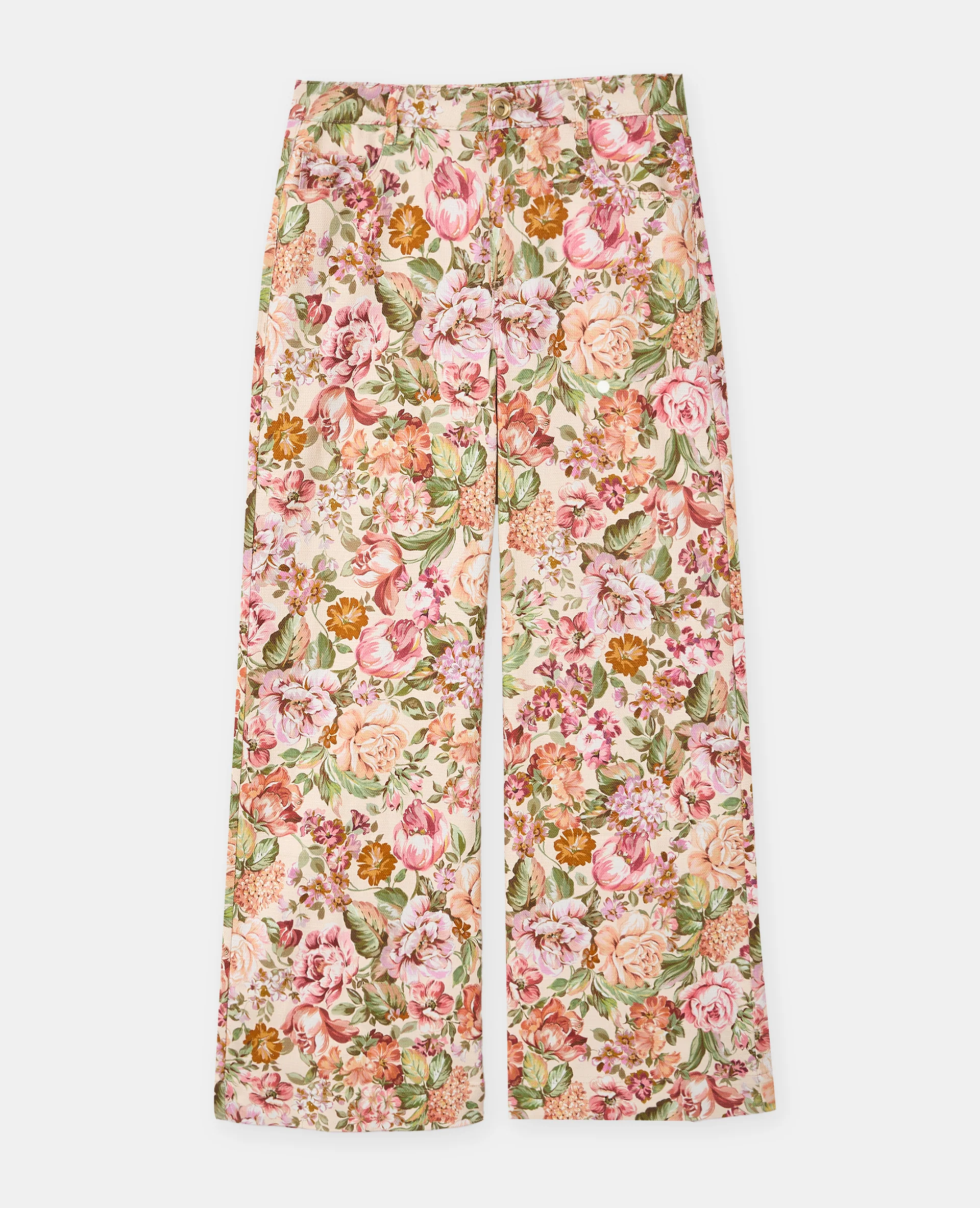 Pantalon droit motif fleurs façon tapisserie - Image 4
