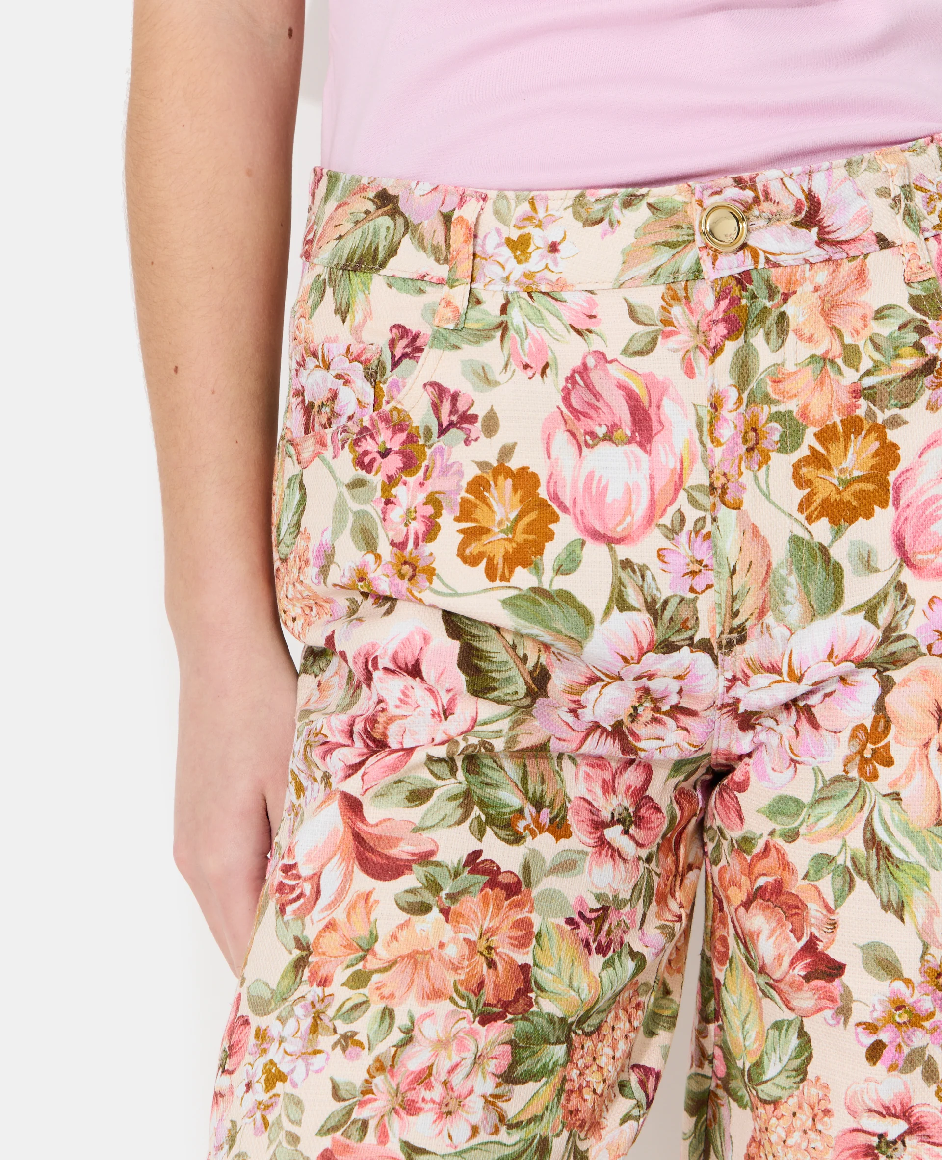Pantalon droit motif fleurs façon tapisserie - Image 7