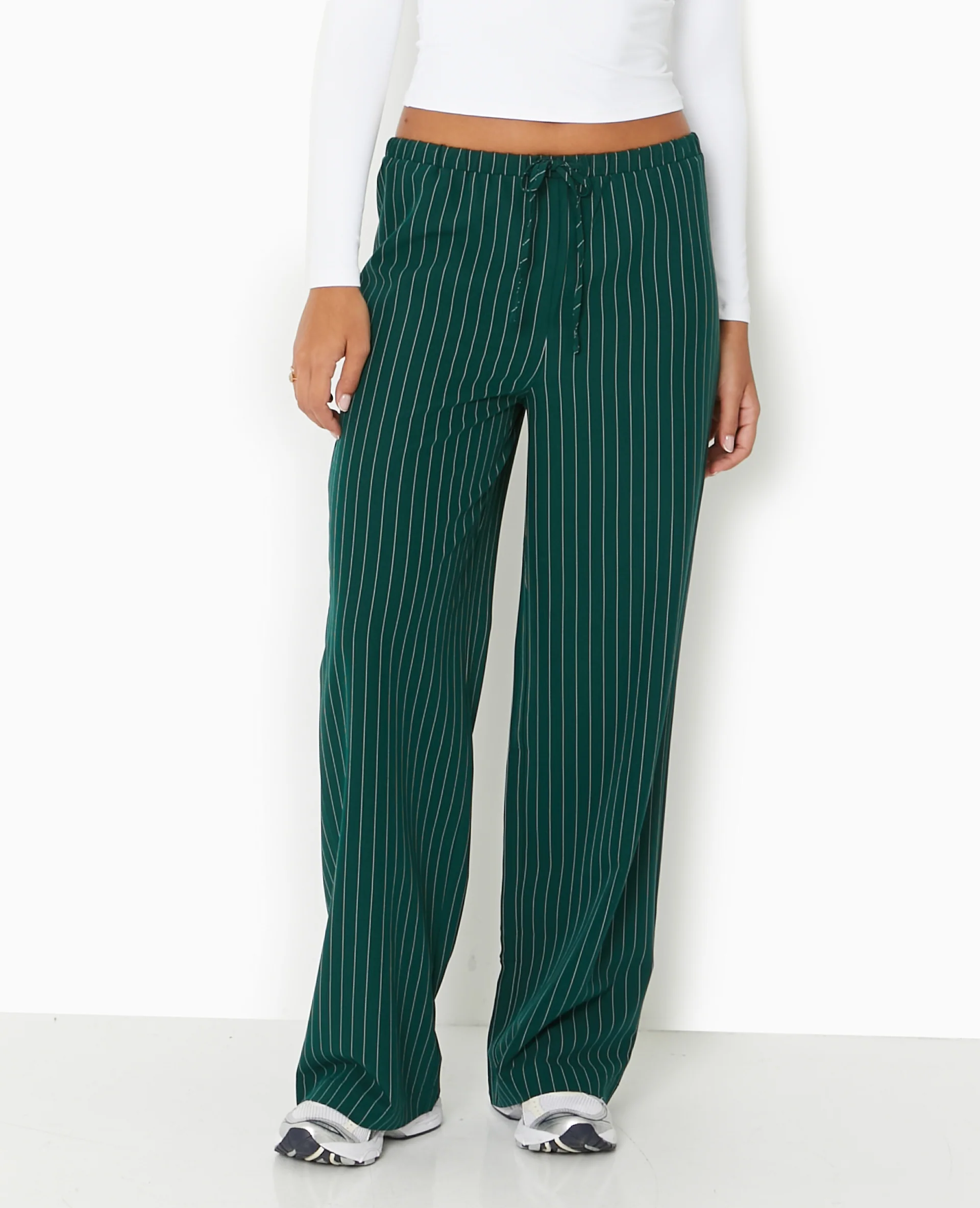 Pantalon droit taille élastiquée rayures banquier - Image 5