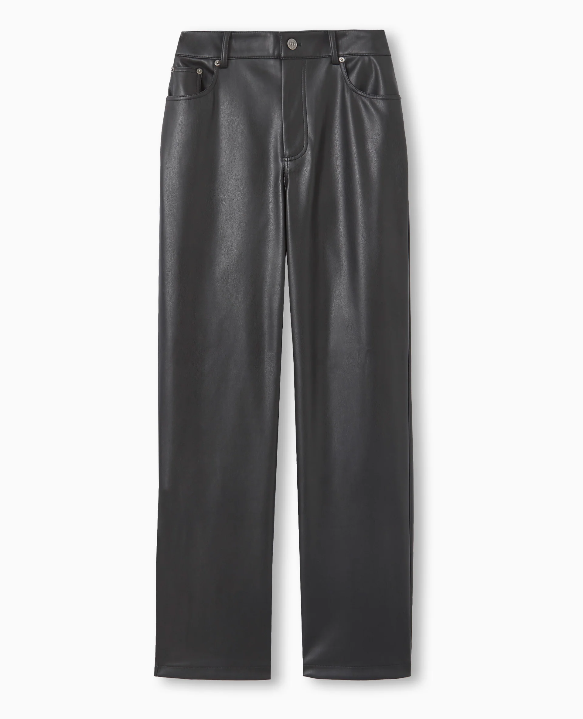 Pantalon droit taille haute en simili cuir - Image 4