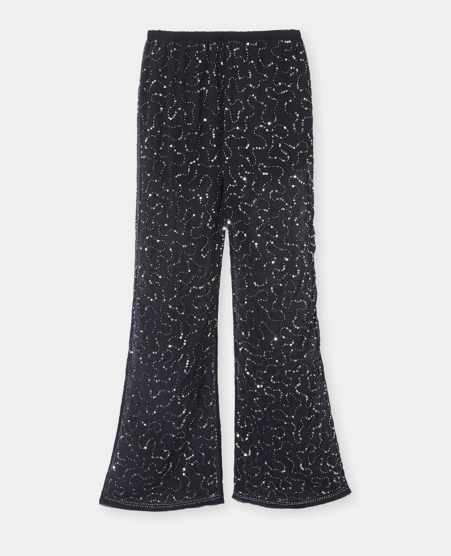 Pantalon flare en voile avec sequins et perles - Image 4