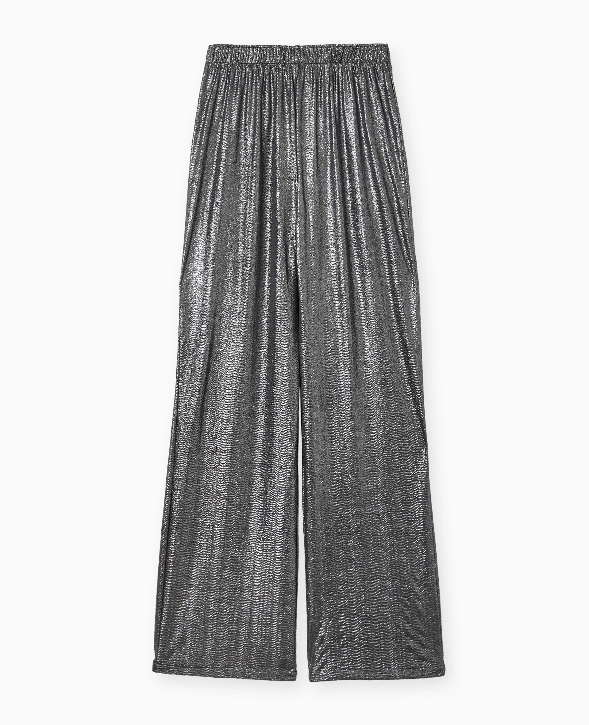 Pantalon fluide en tissu texturé avec lurex doré - Image 4