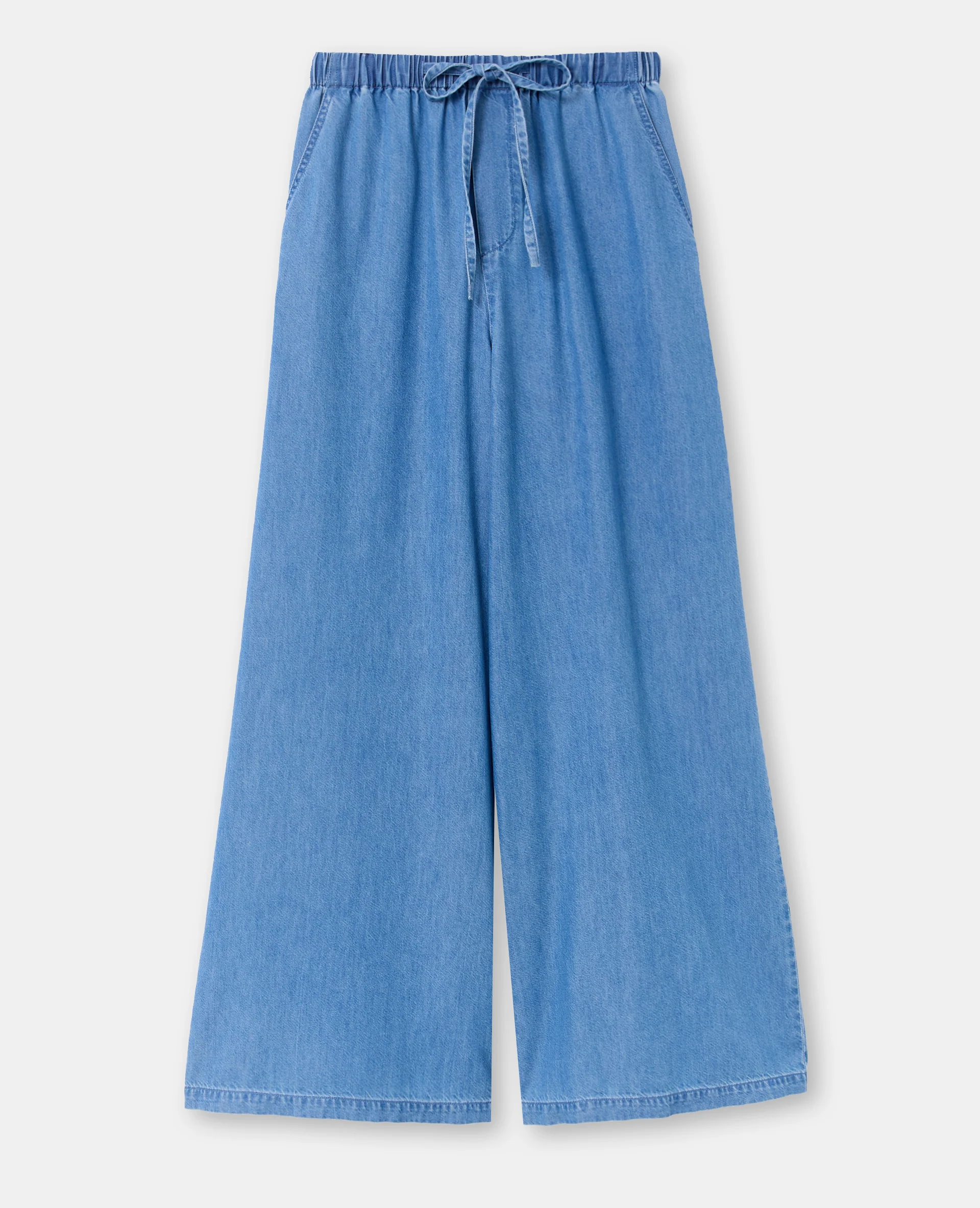 Pantalon large ceinture élastiquée effet jean - Image 4