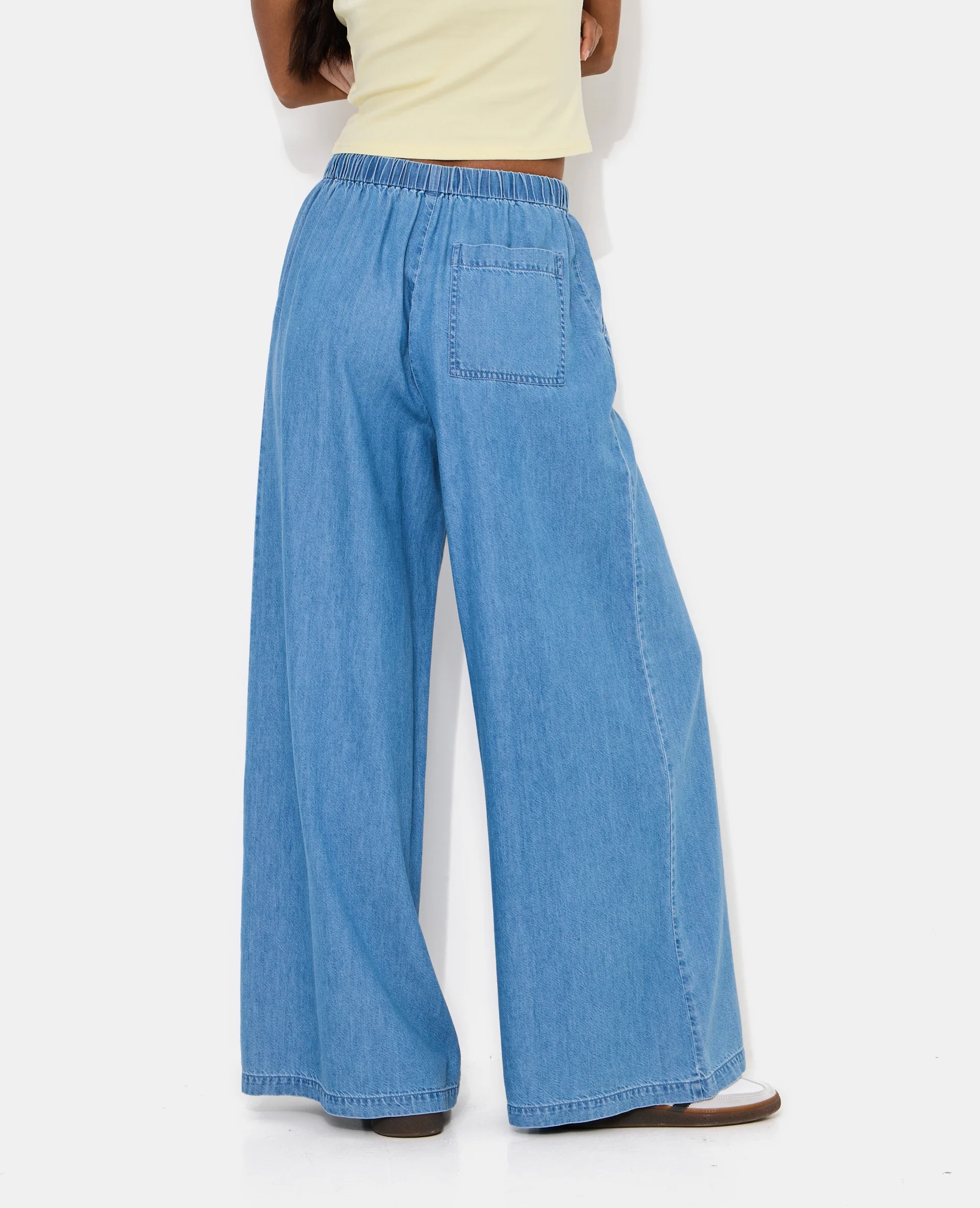 Pantalon large ceinture élastiquée effet jean - Image 6