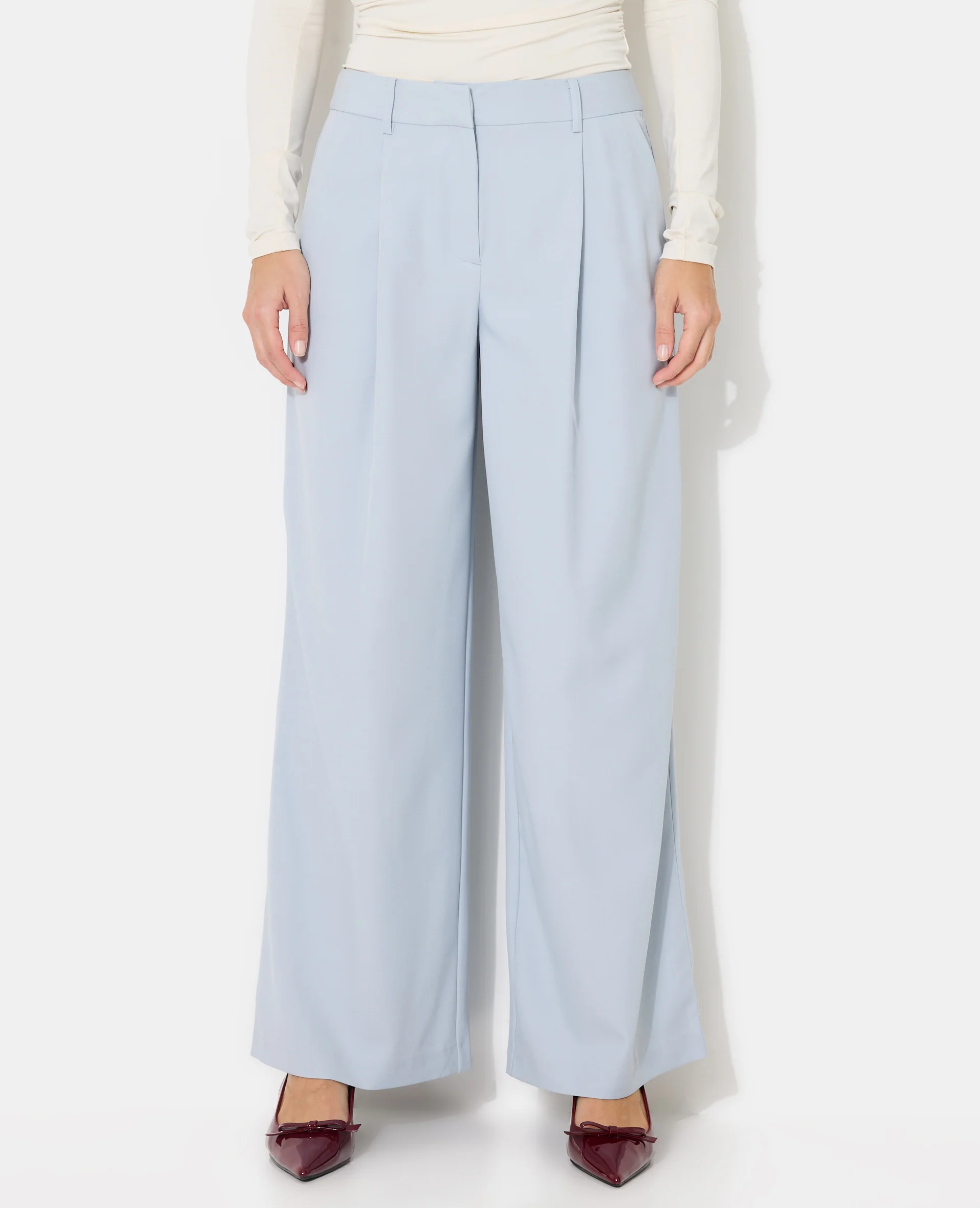 Pantalon large et droit avec pinces - Image 5