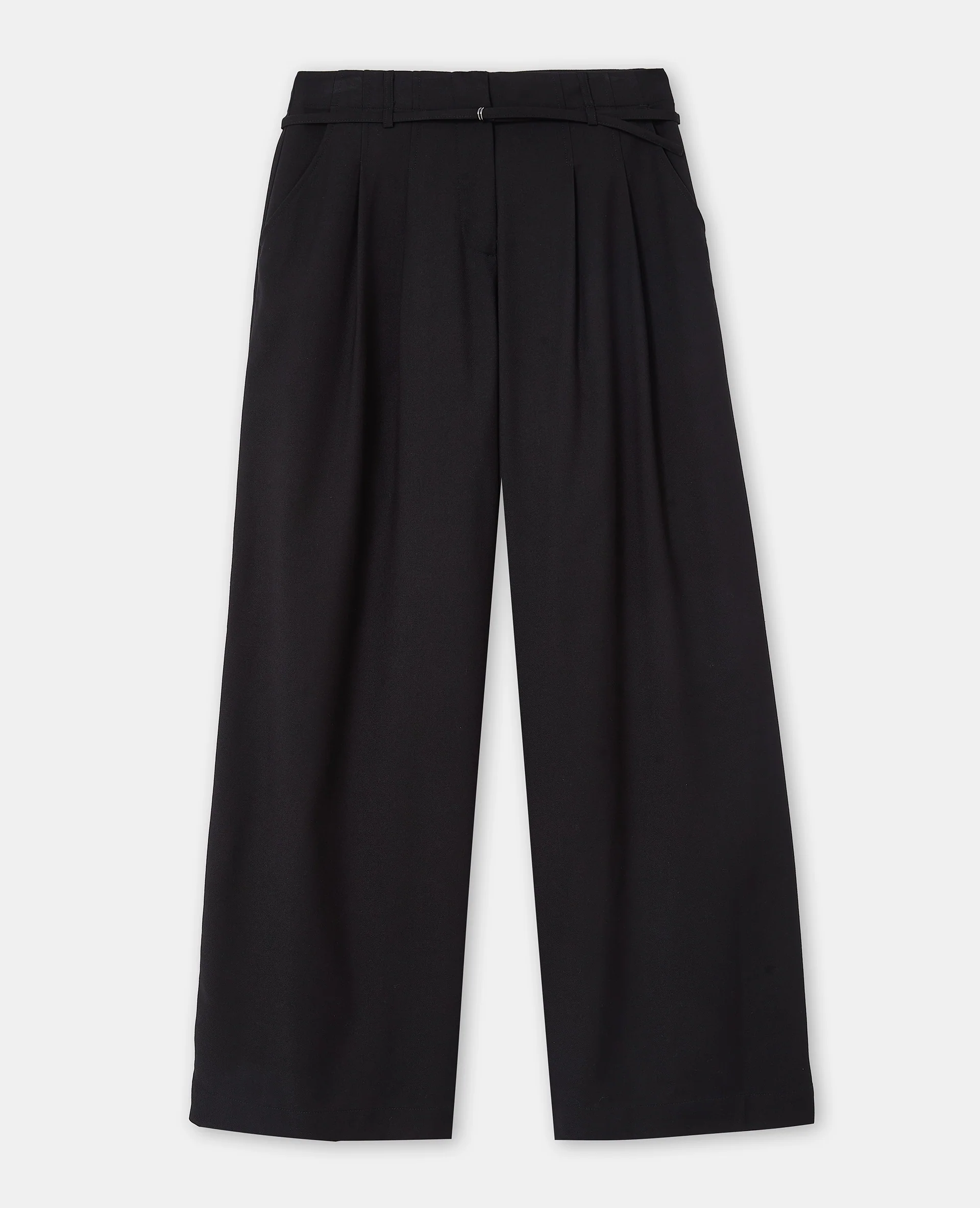 Pantalon large et droit avec taille haute et ceinture - Image 4