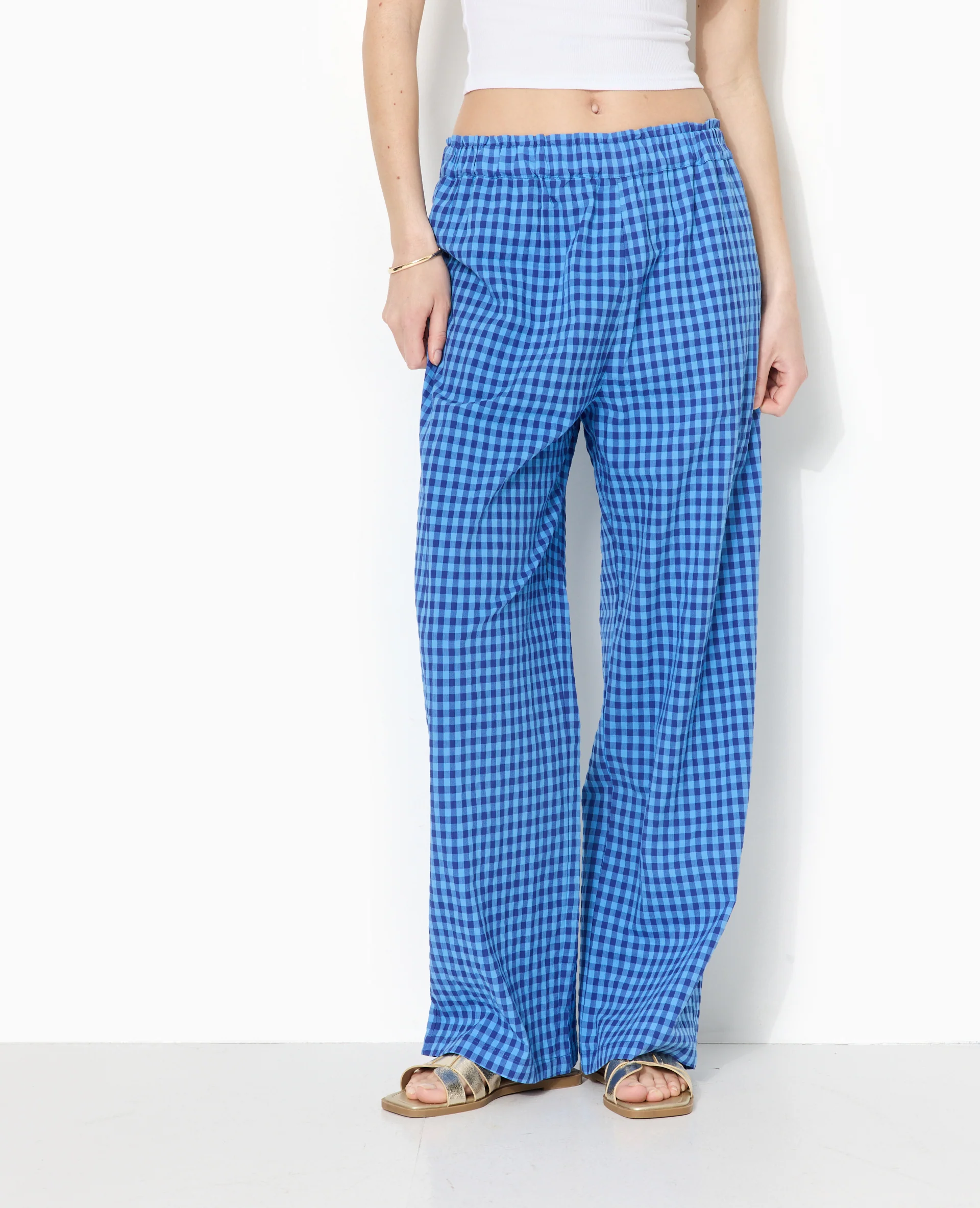 Pantalon large motif vichy - Image 5
