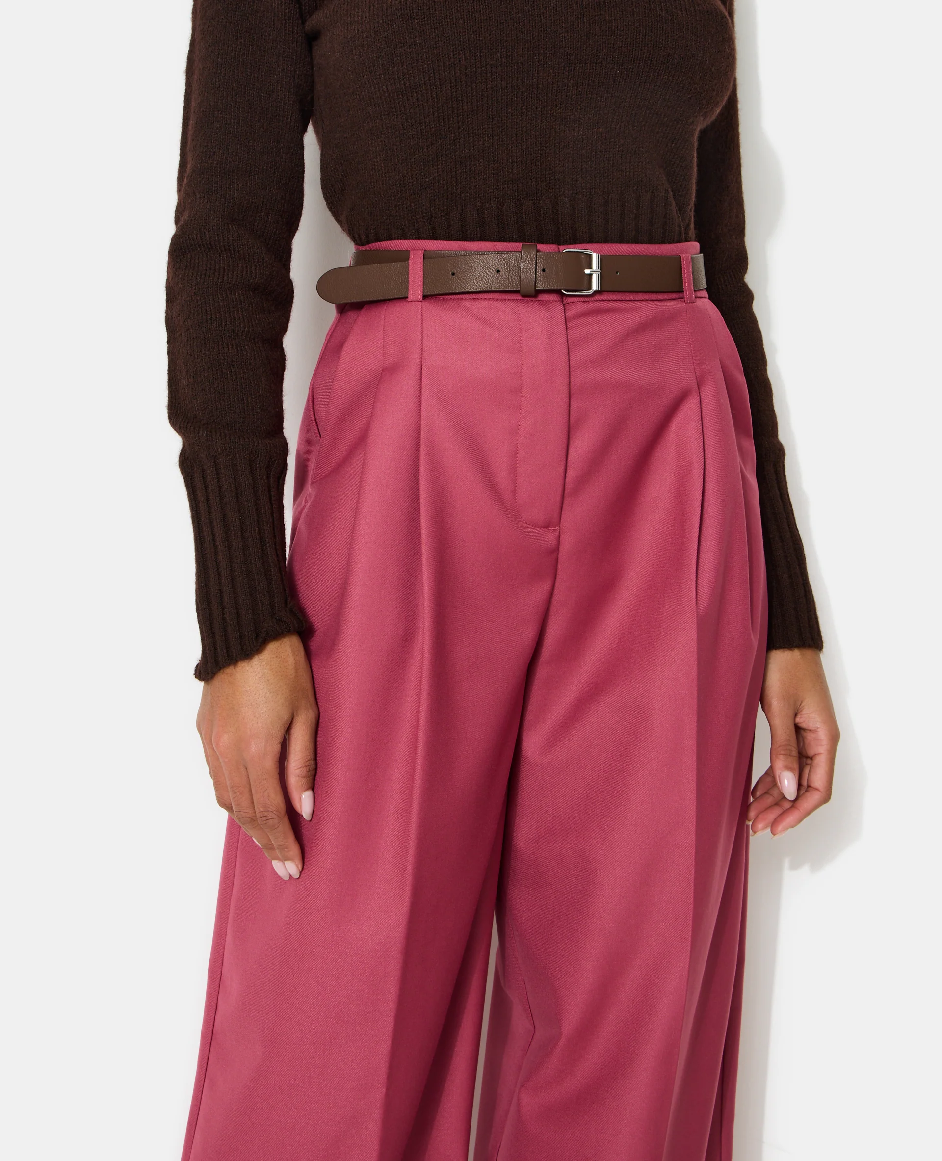 Pantalon large taille haute avec ceinture - Image 3