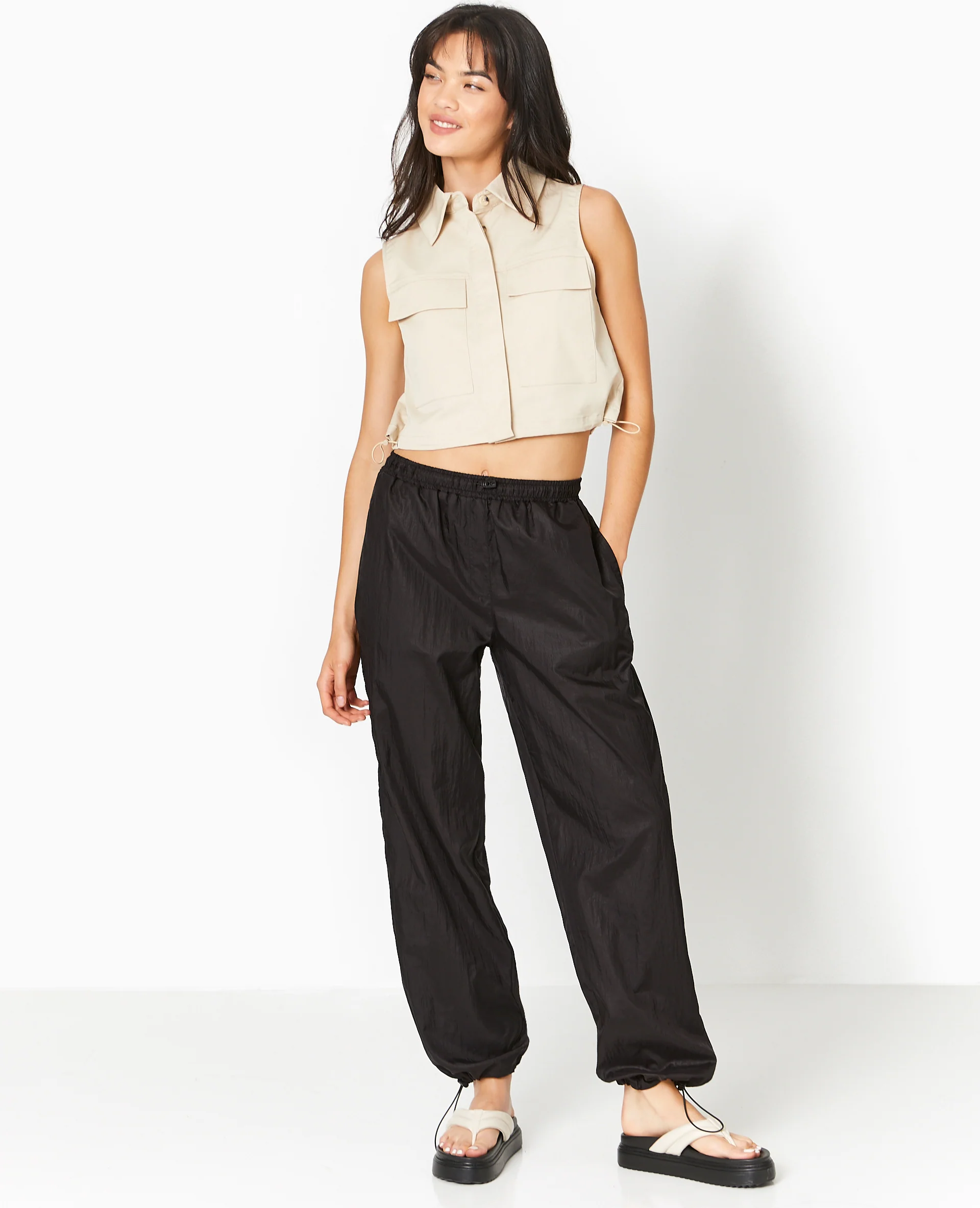 Pantalon parachute avec liens élastiqués - Image 2