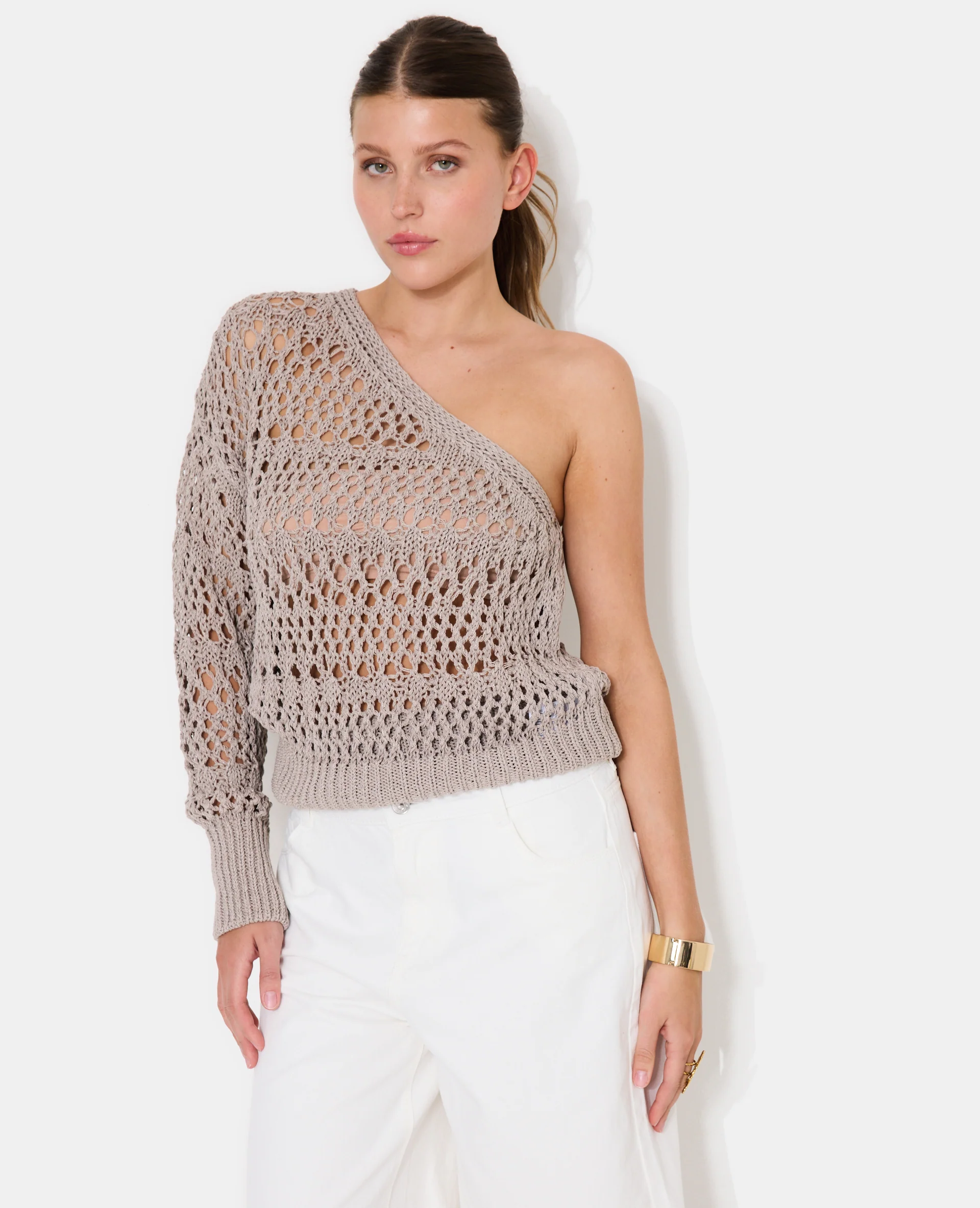 Pull asymétrique en maille ajourée - Image 5