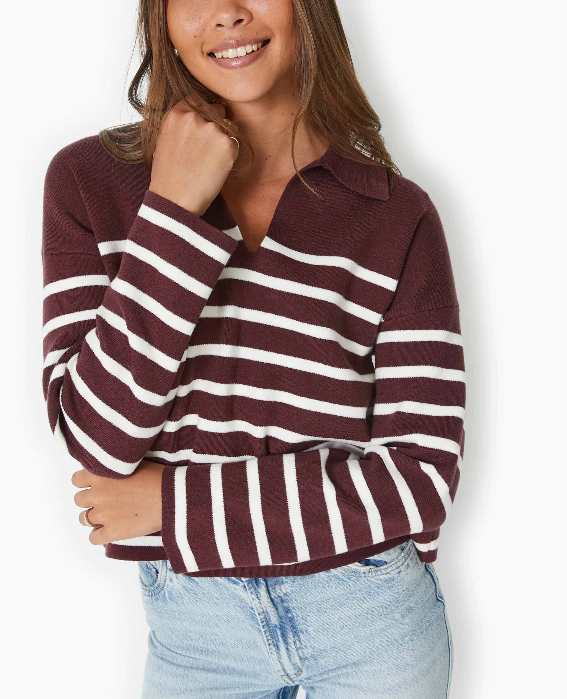 Pull avec col en maille rayée - Image 3