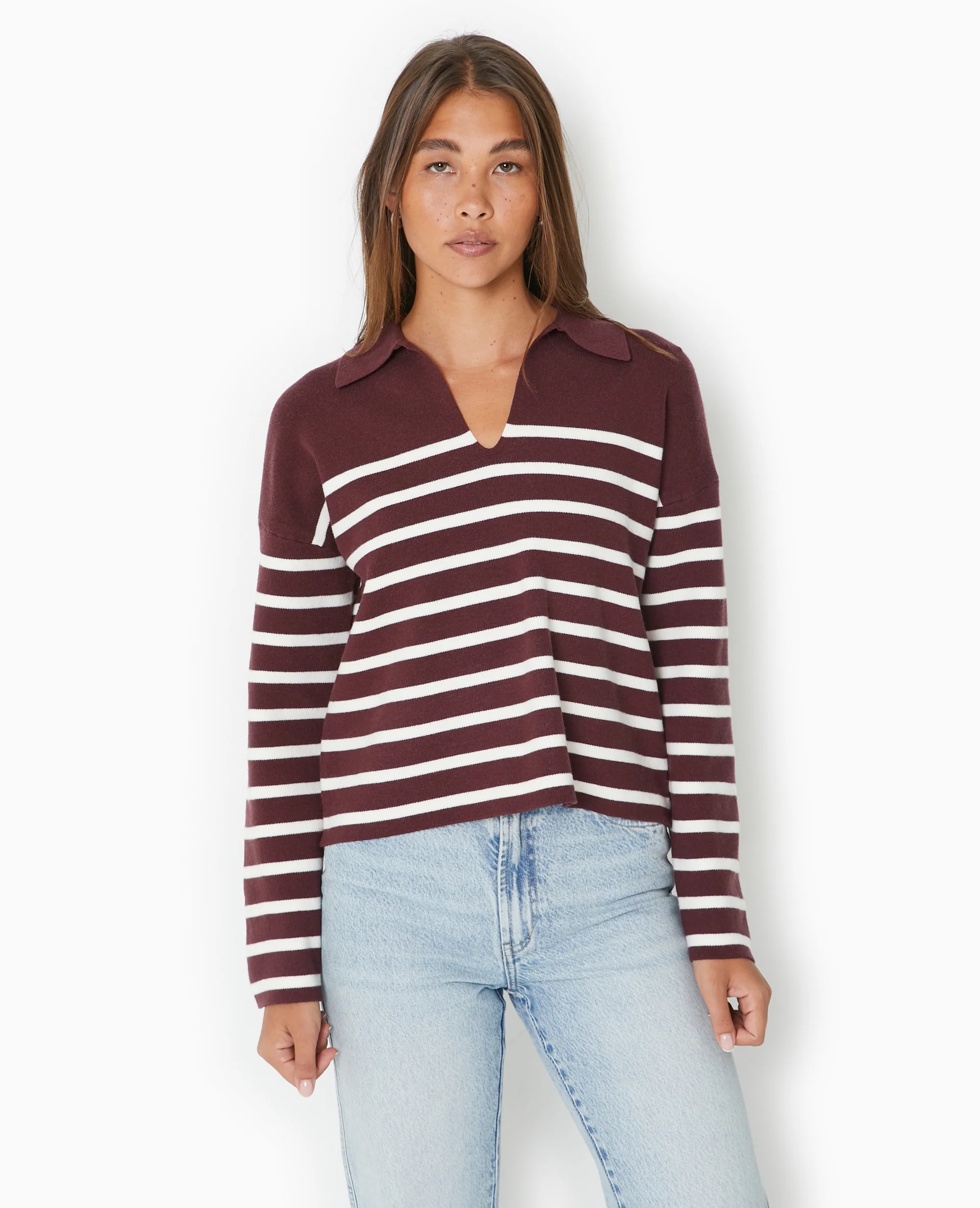 Pull avec col en maille rayée - Image 5