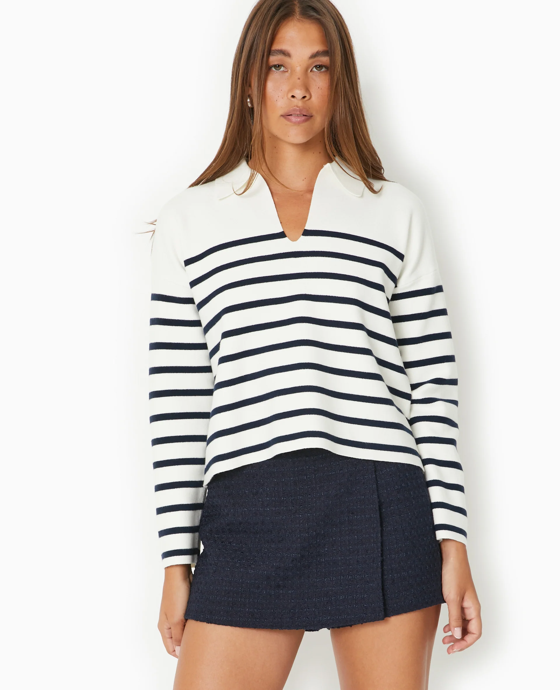 Pull avec col en maille rayée - Image 5