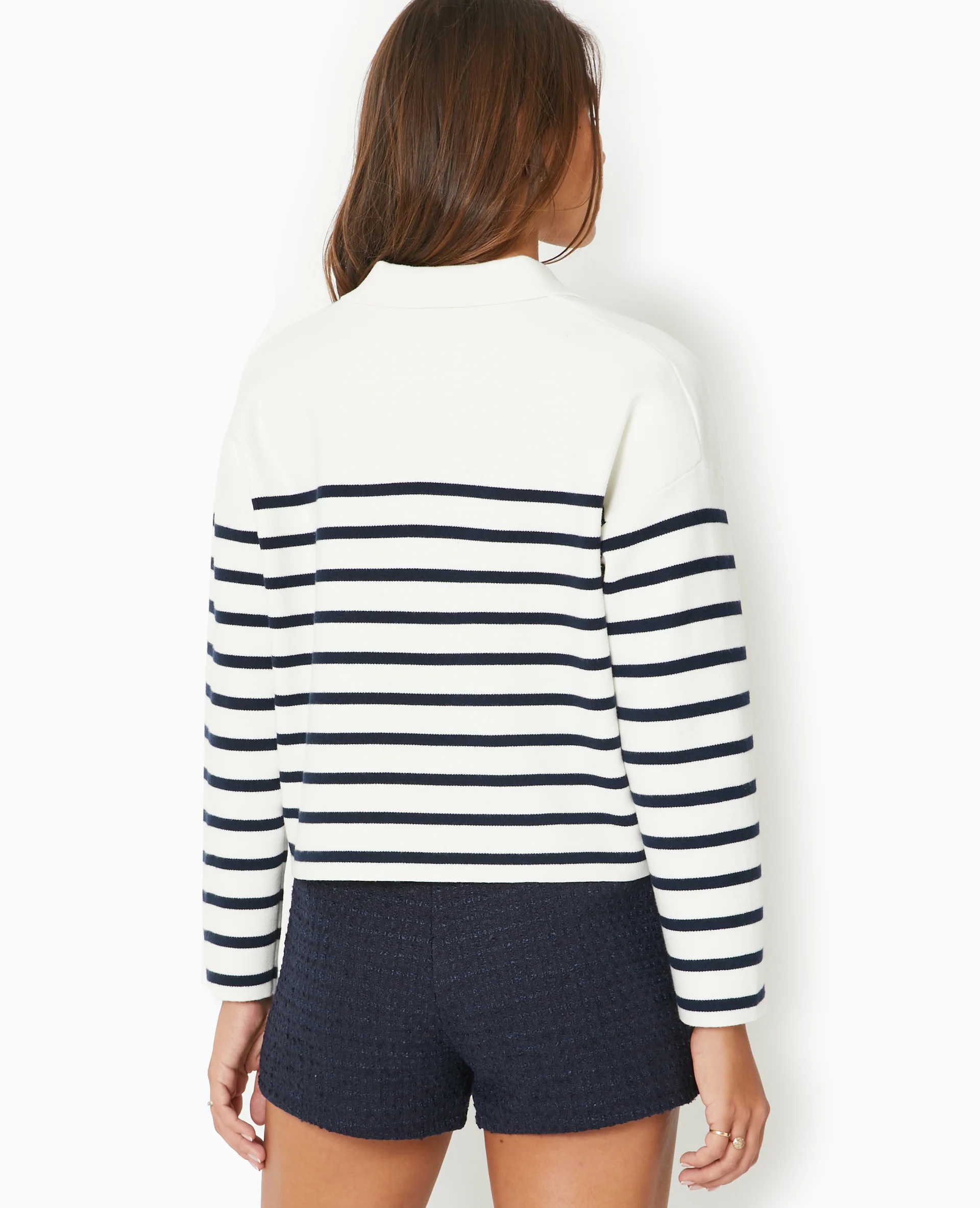 Pull avec col en maille rayée - Image 6