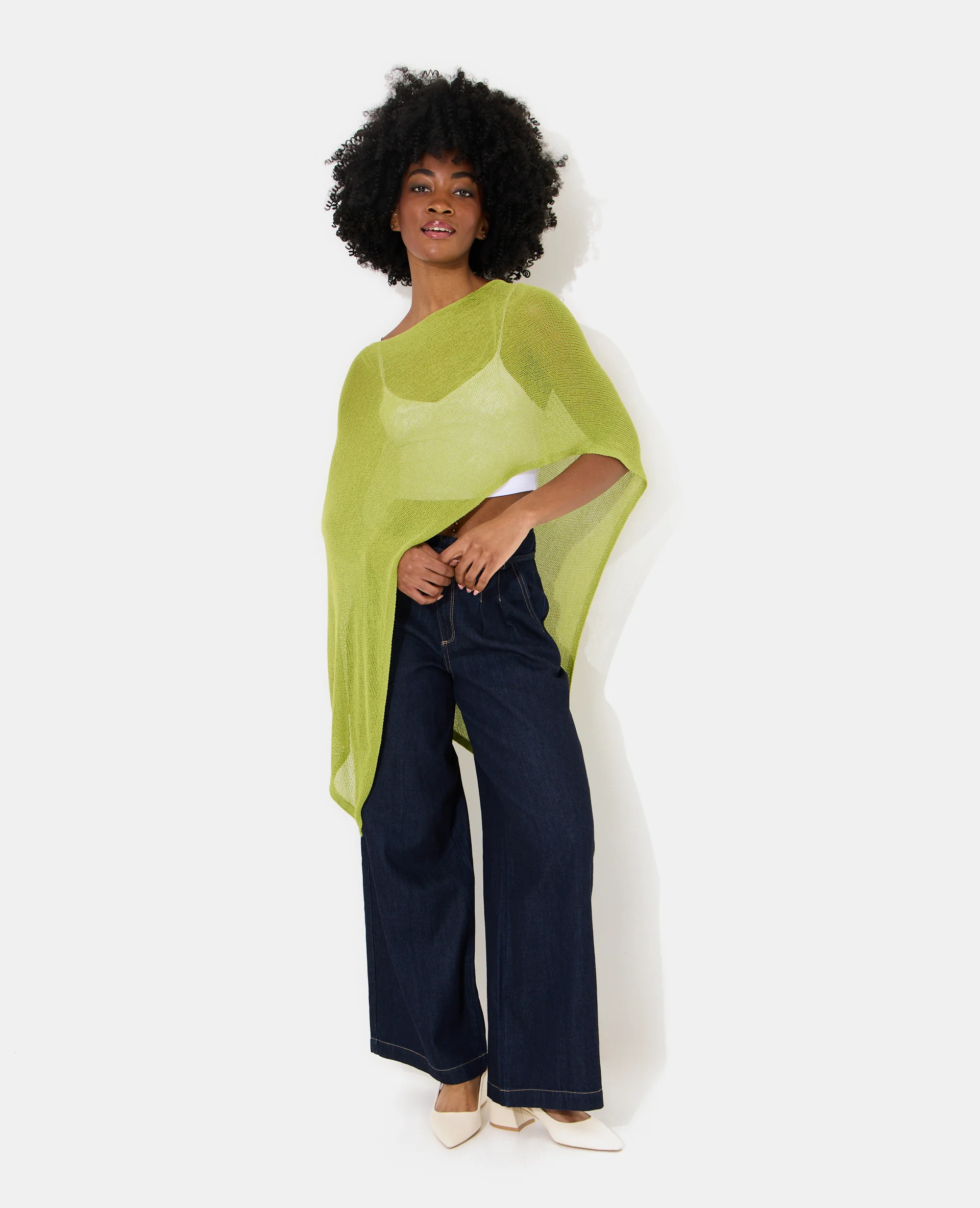 Pull châle asymétrique en maille ajourée - Image 3