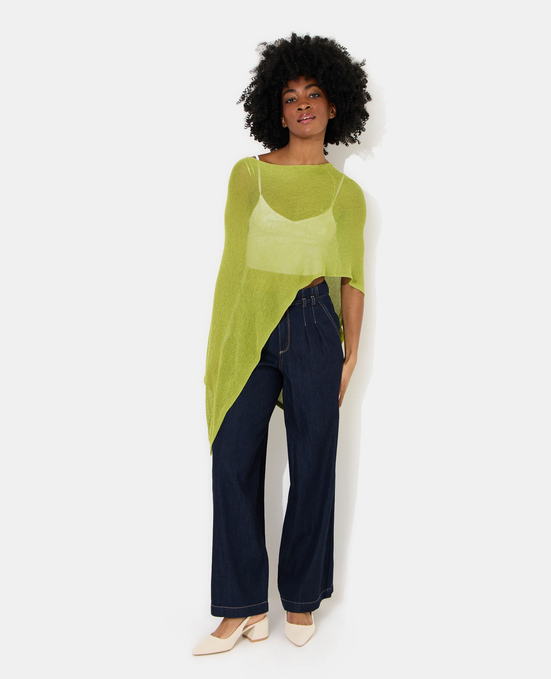 Pull châle asymétrique en maille ajourée - Image 5