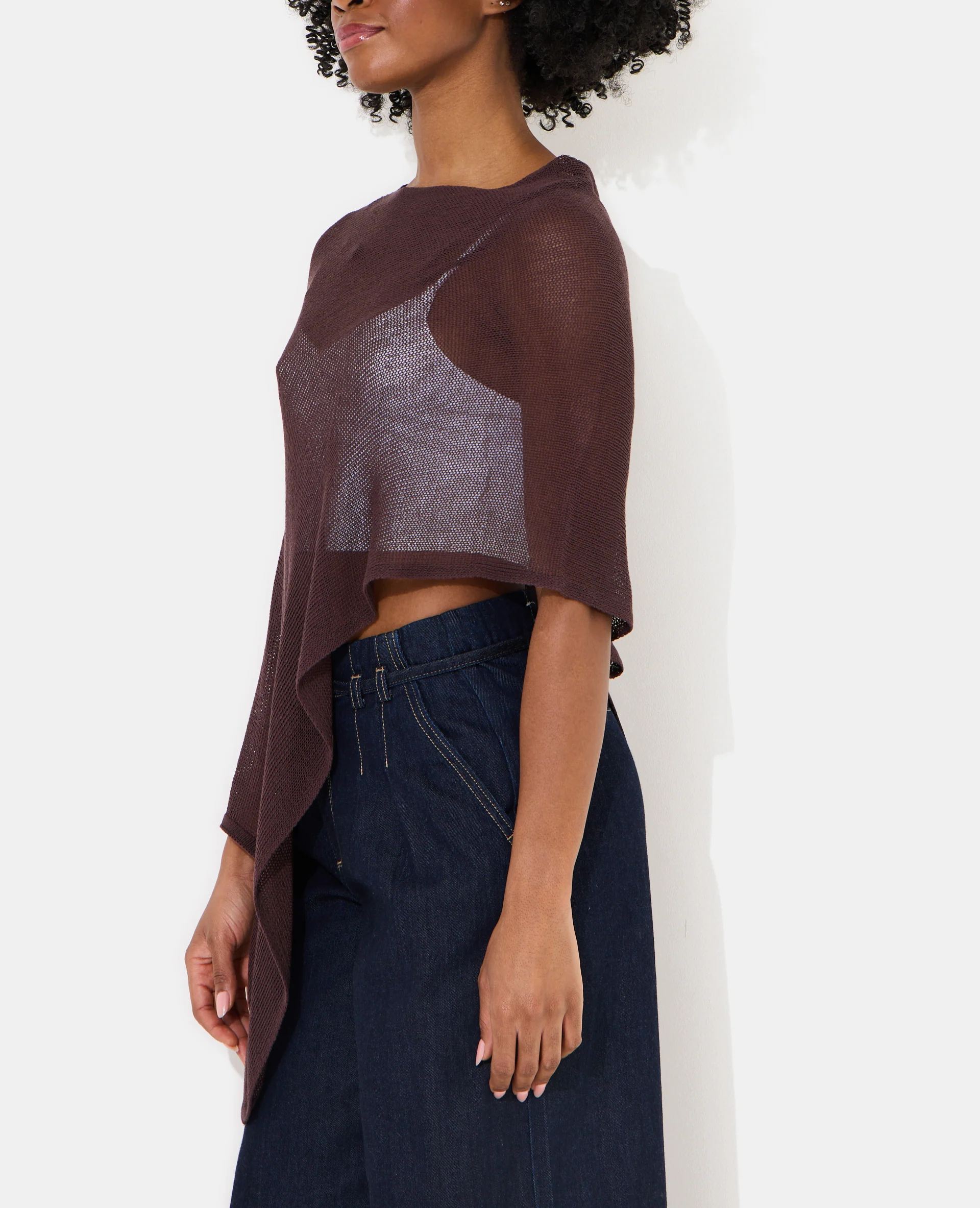 Pull châle asymétrique en maille ajourée - Image 2