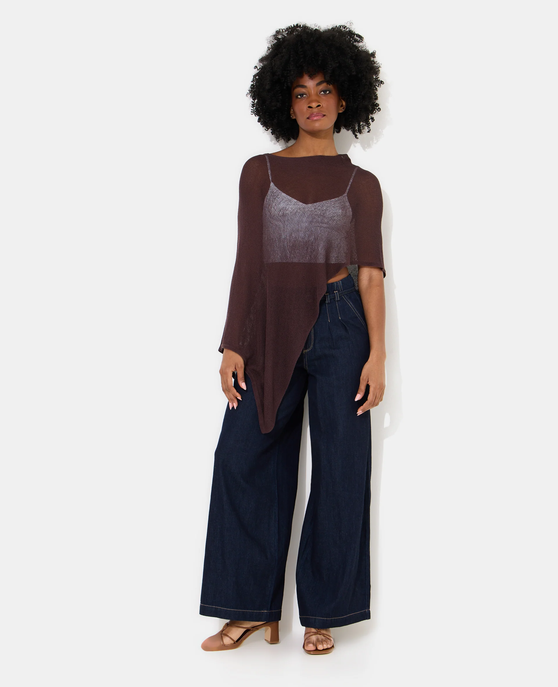 Pull châle asymétrique en maille ajourée - Image 3