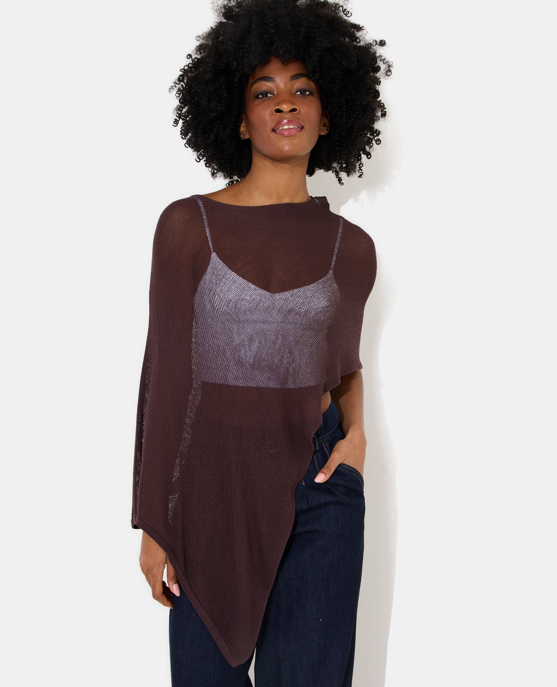 Pull châle asymétrique en maille ajourée - Image 5