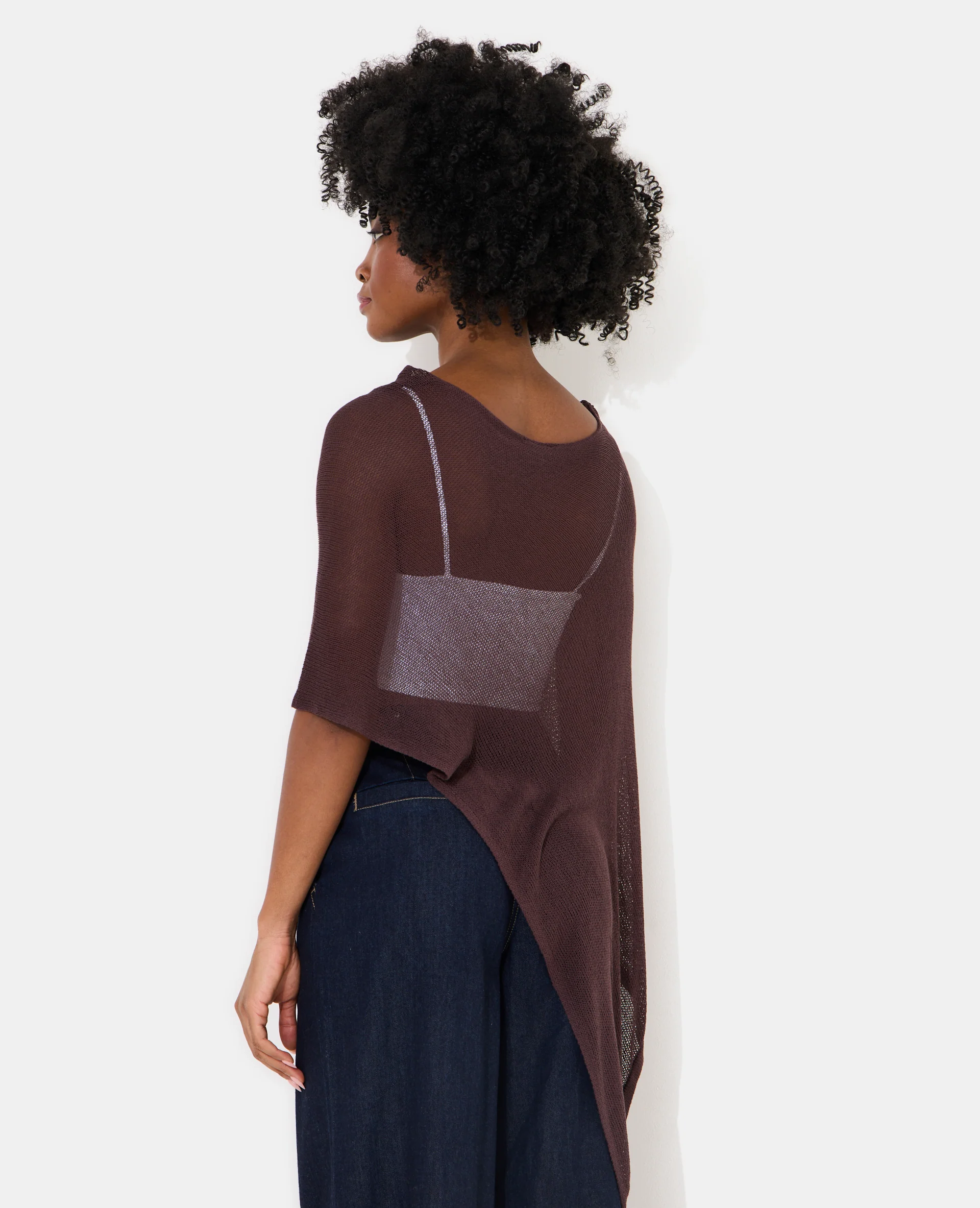 Pull châle asymétrique en maille ajourée - Image 6