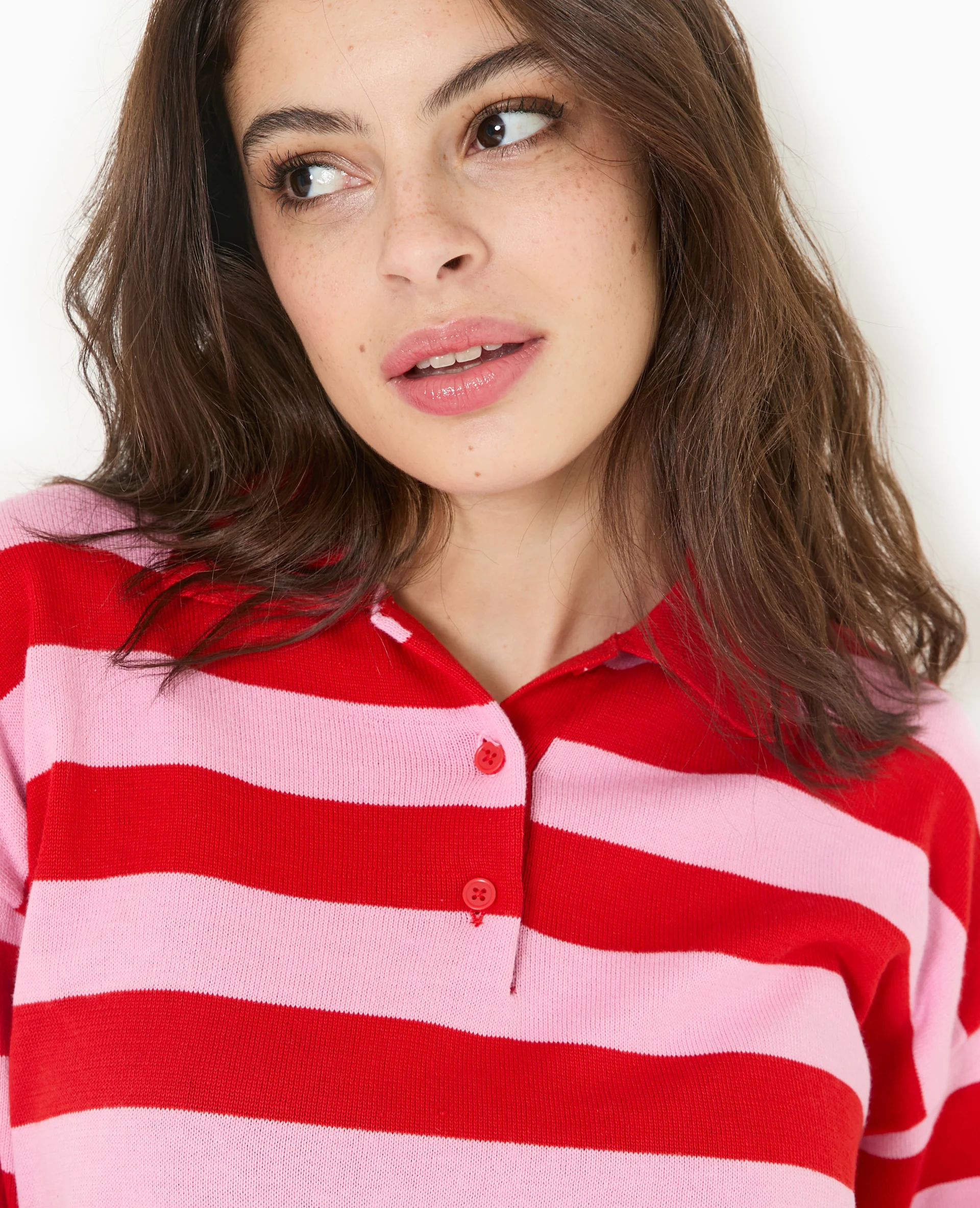 Pull col polo en maille rayée - Image 3
