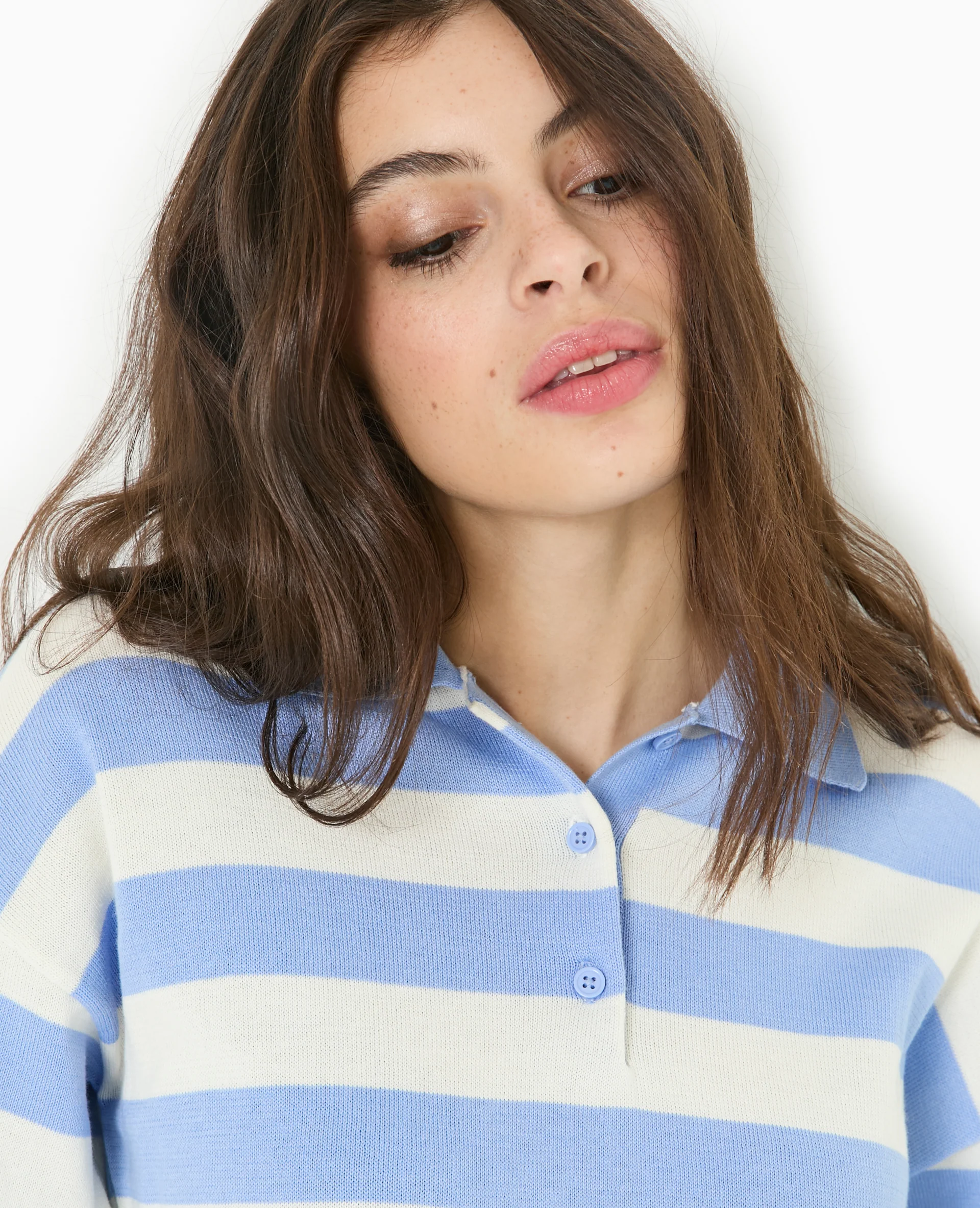 Pull col polo en maille rayée - Image 3