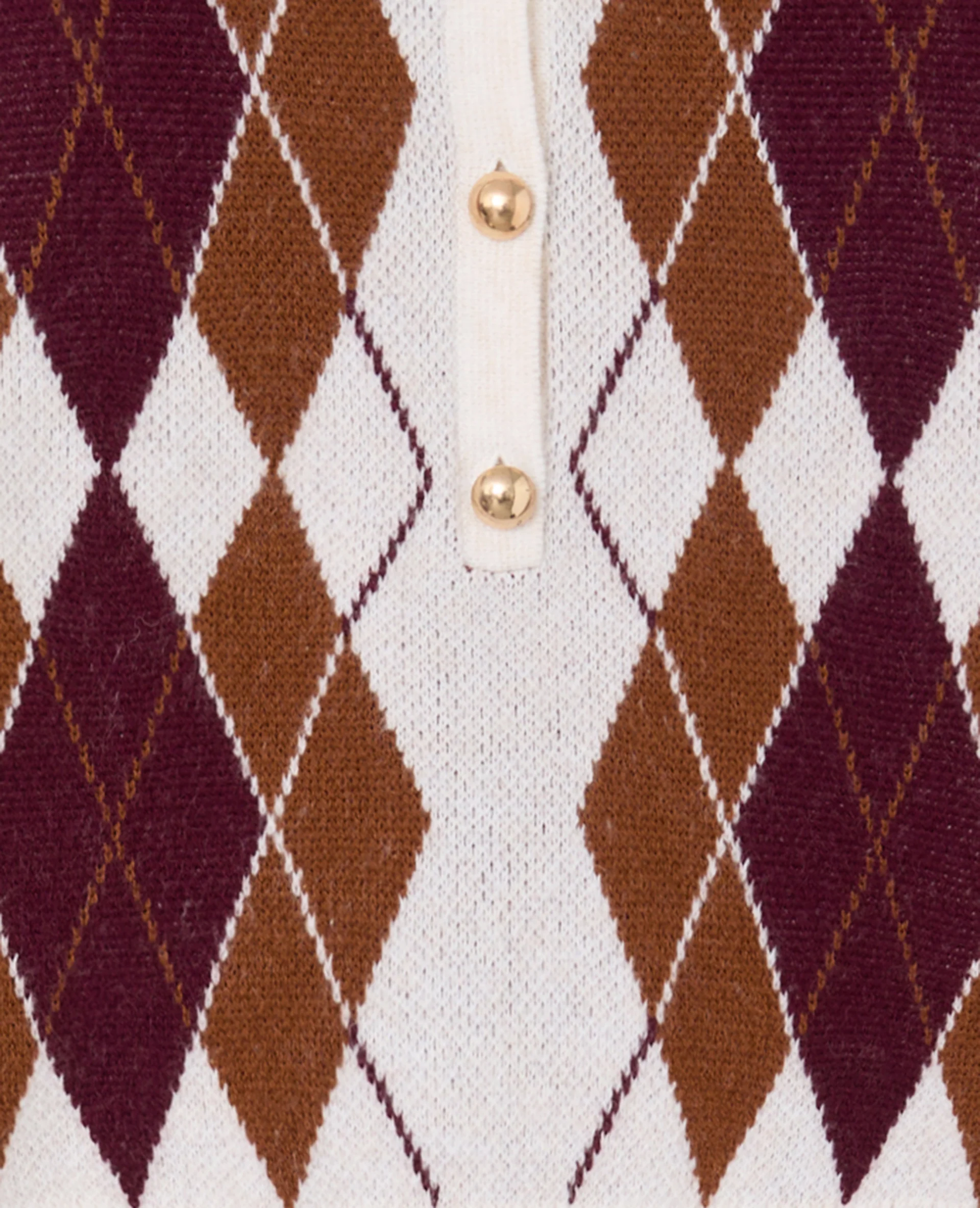 Pull col polo motif losanges - Image 8