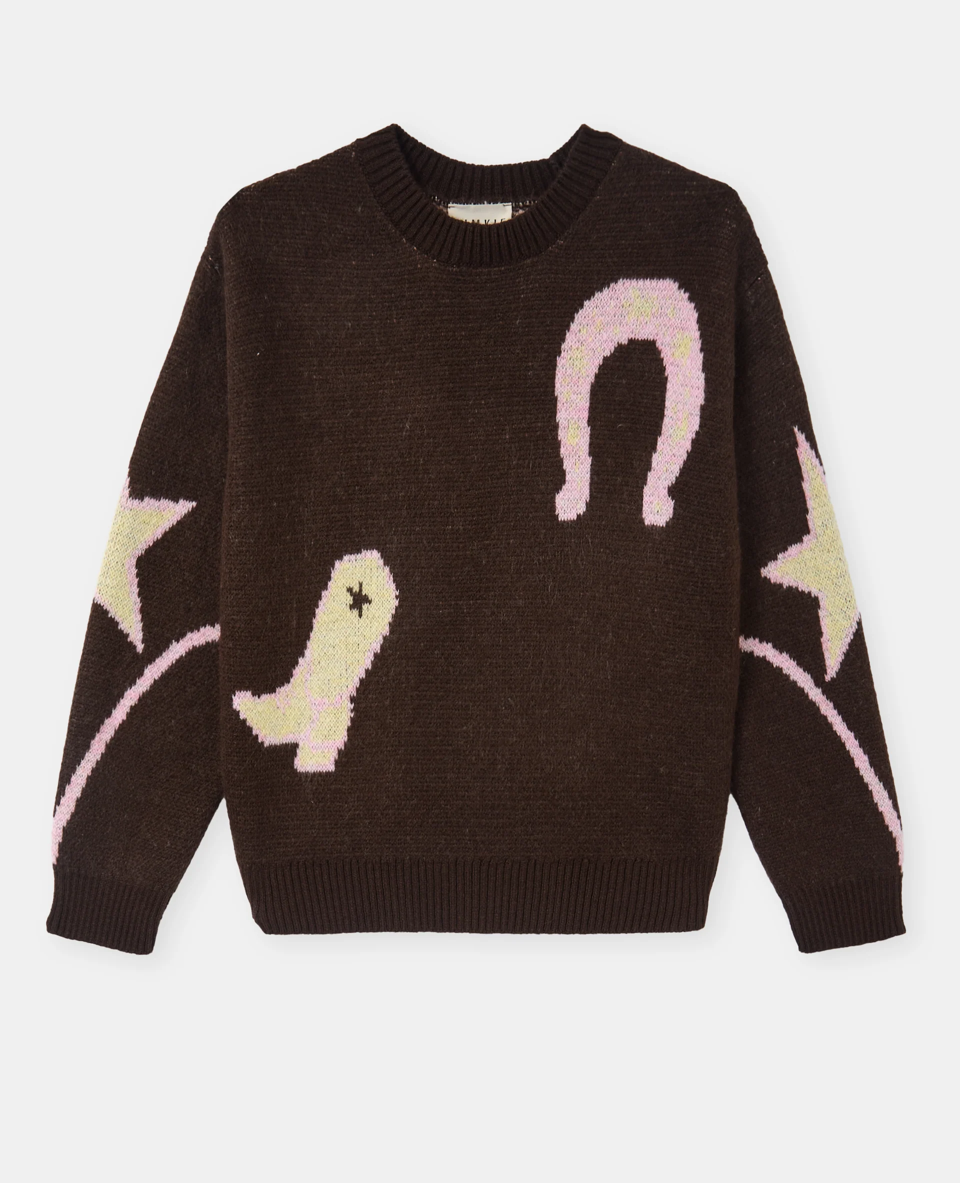 Pull col rond avec motifs fer Ă cheval, santiag, cheval - Image 4