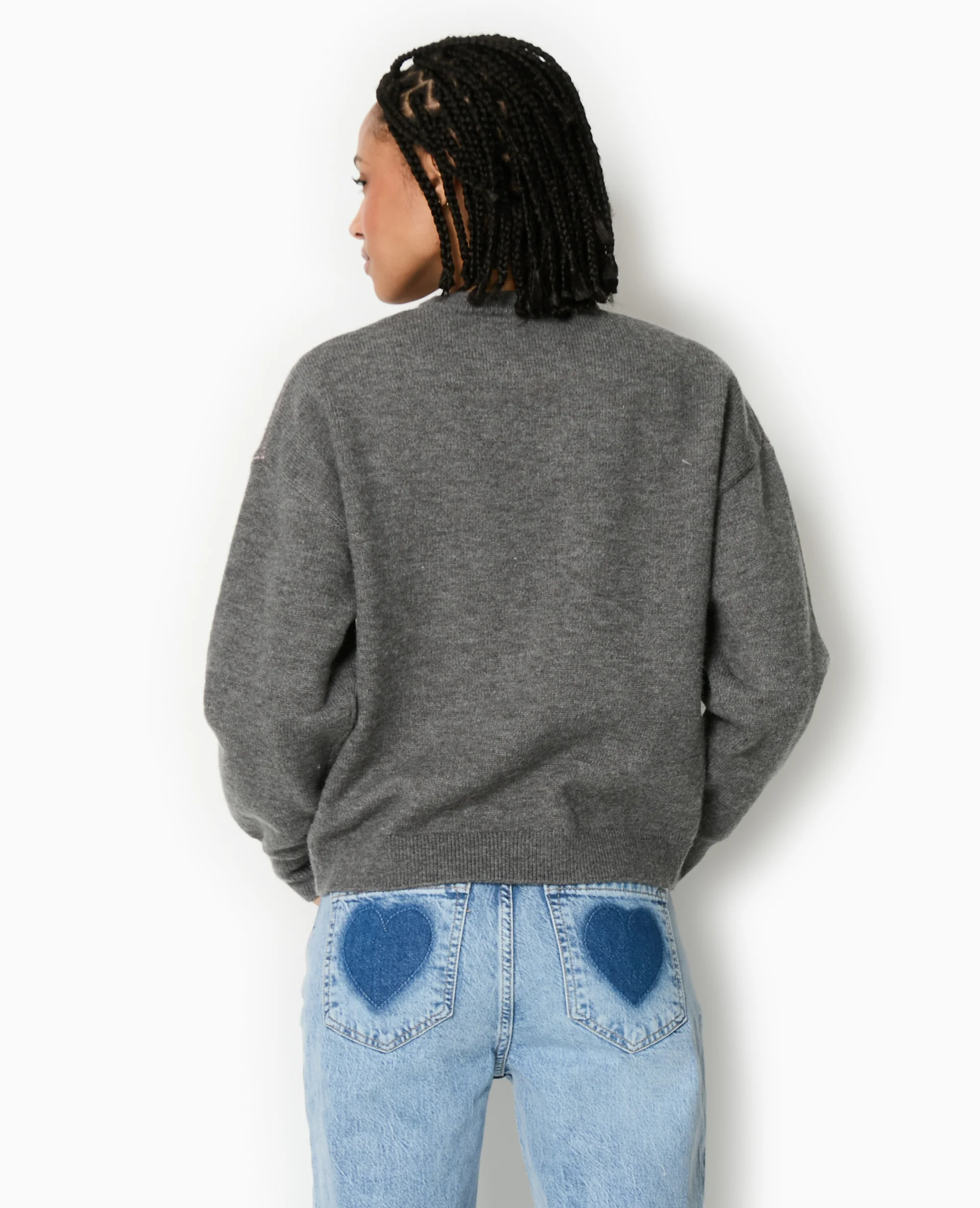 Pull col rond motif jacquard et cœurs - Image 6